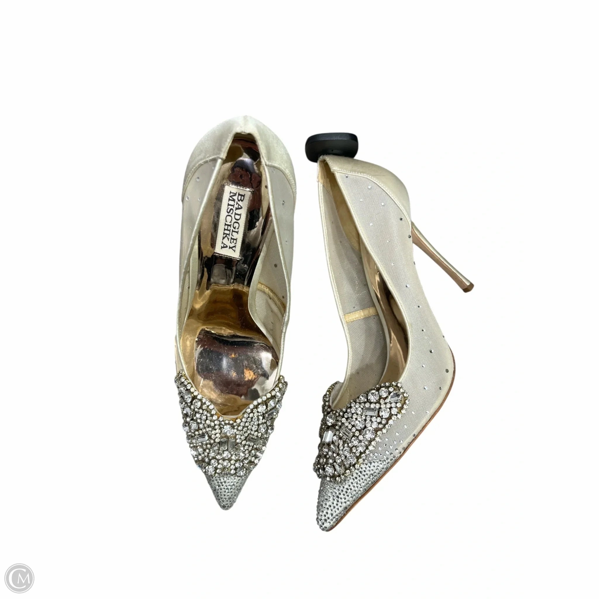 Shoes Heels Stiletto By Badgley Mischka In Cream & Silver, Size: 10 Dressy Footwear