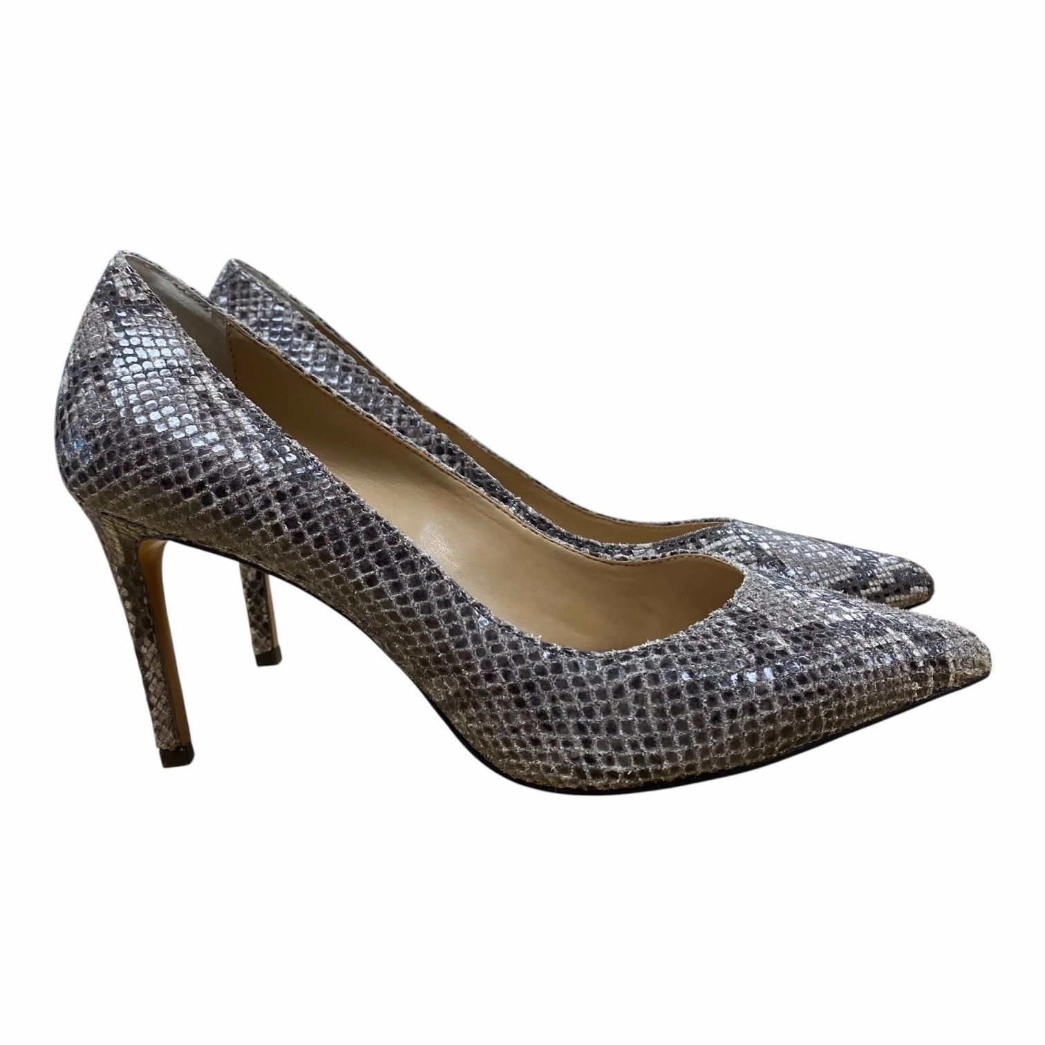 Comfortable Dress Shoes Pink Stiletto Heels Shoes Heels Stiletto By Banana Republic In Snakeskin Print, Size:8.5