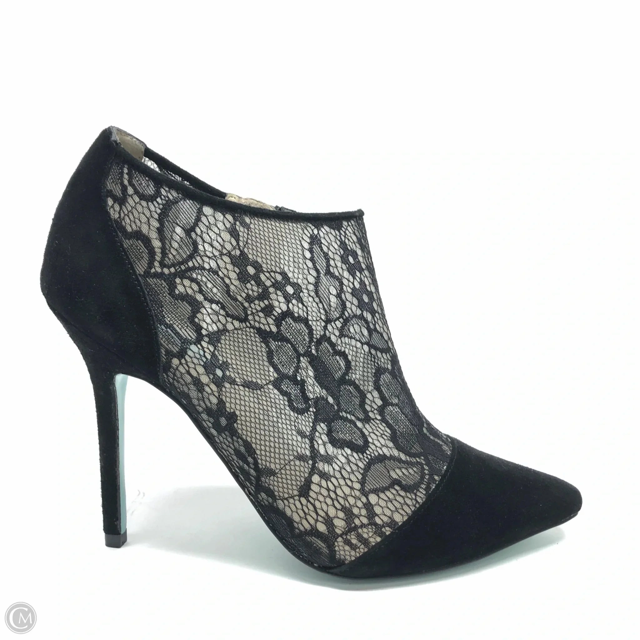 Textured Finish Shoes Heels Stiletto By Betsey Johnson In Black, Size: 8