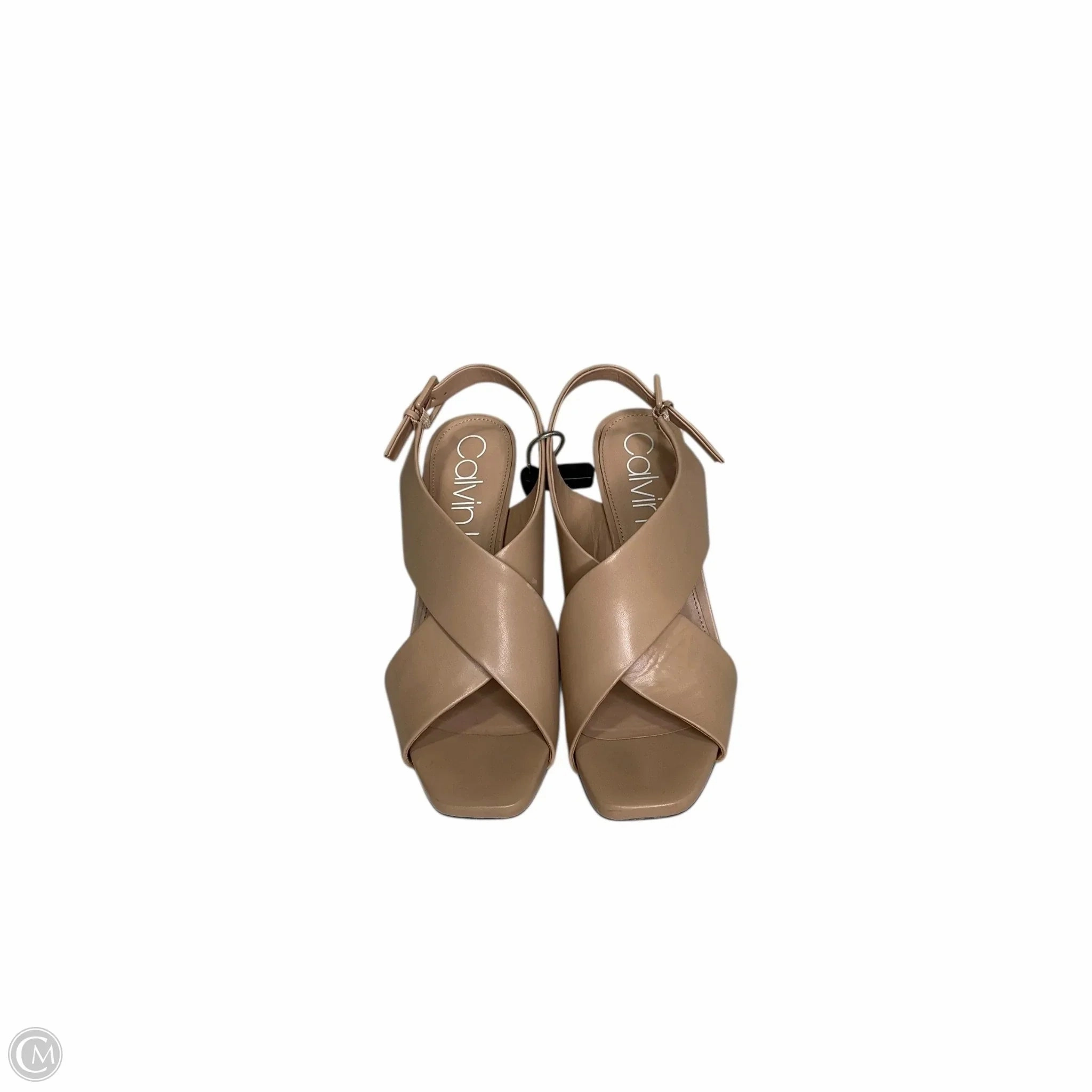 Good elasticity Fashion Sandals Shoes Heels Stiletto By Calvin Klein In Tan, Size: 11