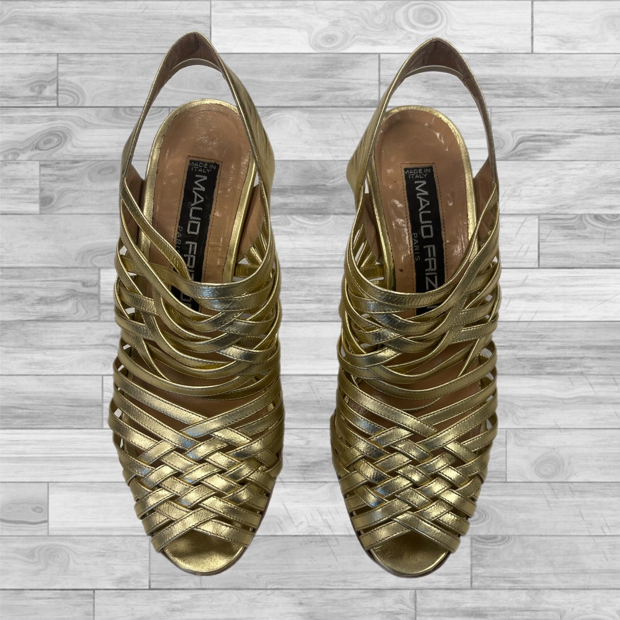 Open Toe High Heel Shoes Heels Stiletto By Cmb In Gold, Size: 6