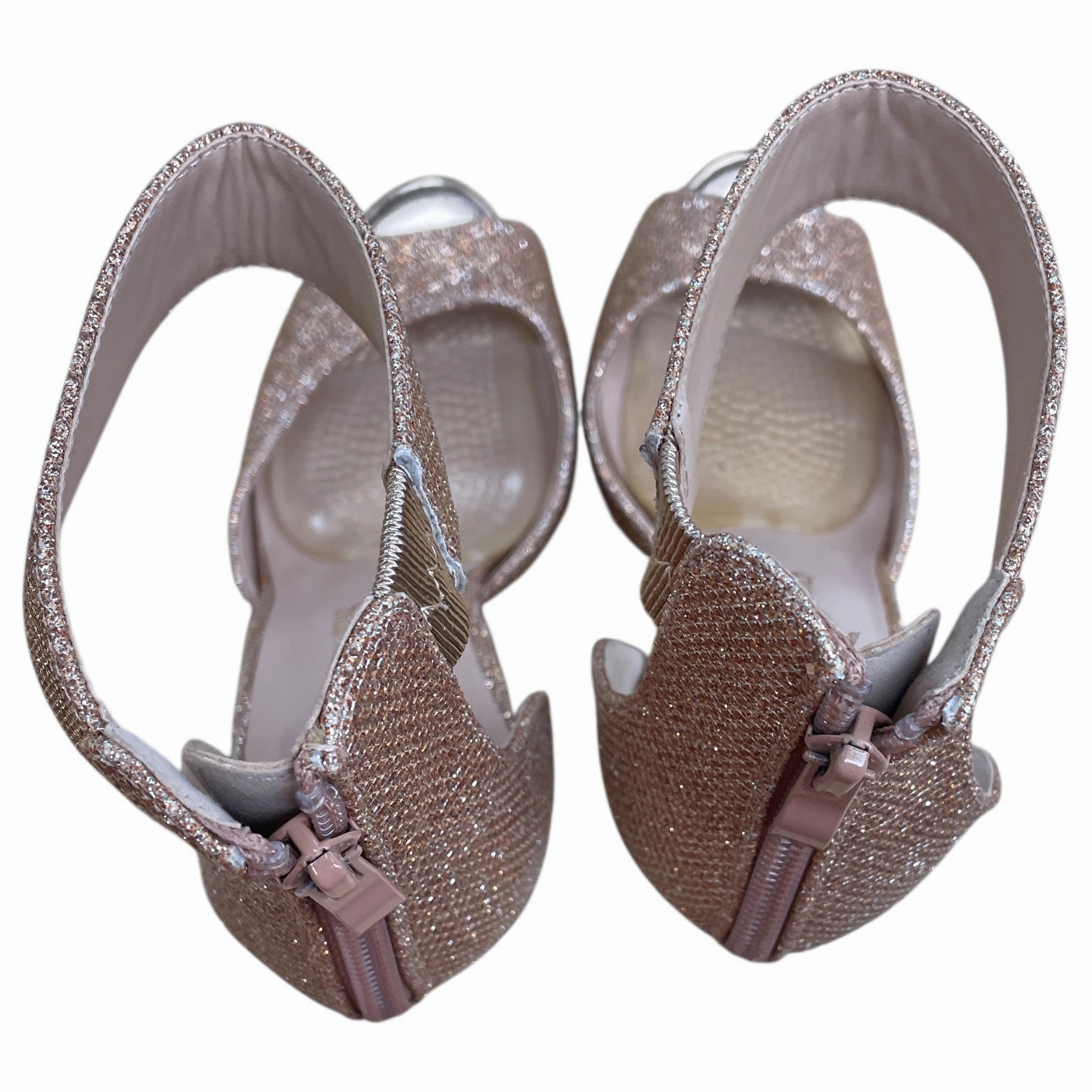 Luxurious Sandals Shoes Heels Stiletto By Cme In Copper, Size:6.5