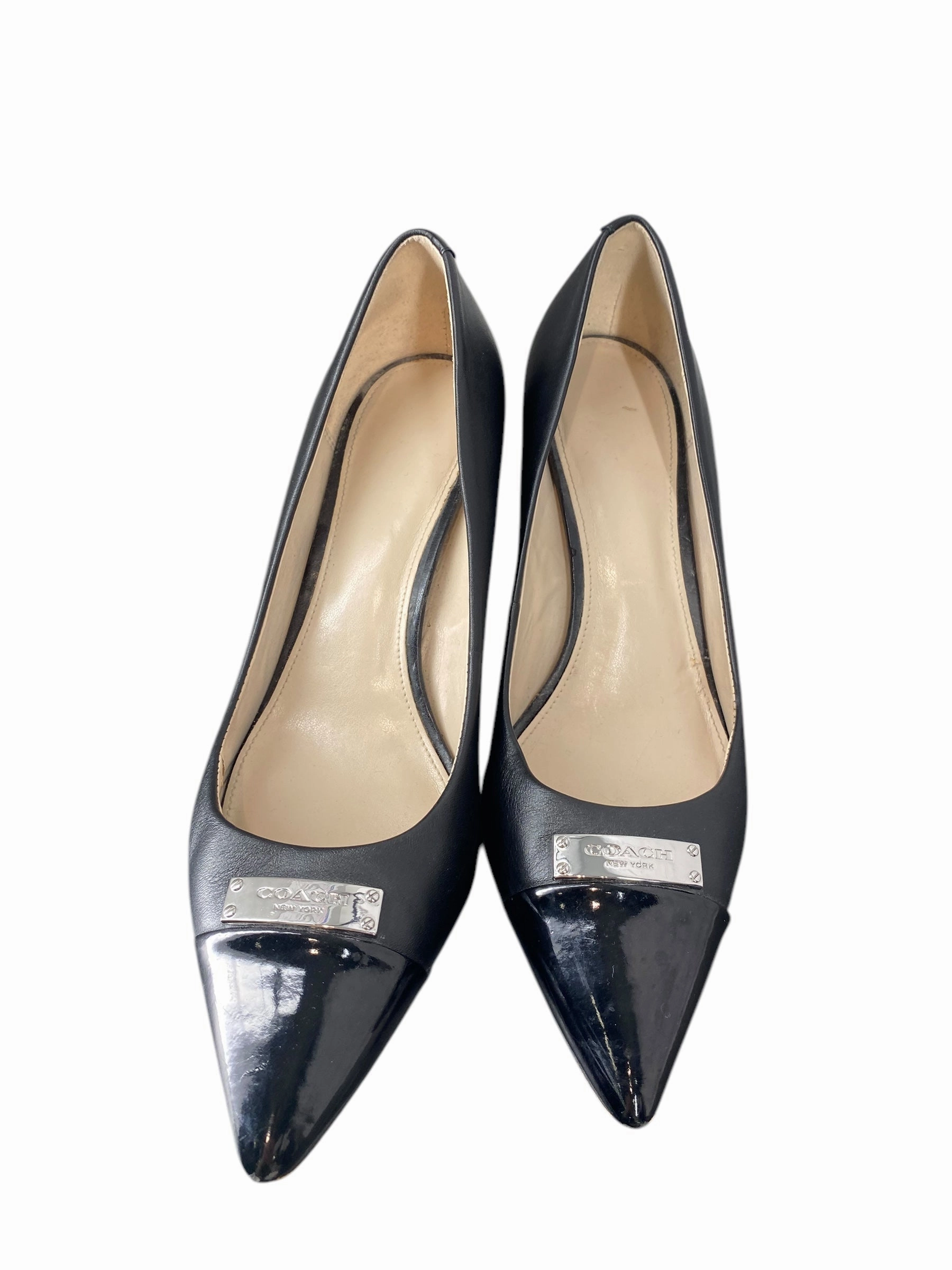 Low Top Style Shoes Heels Stiletto By Coach In Black, Size: 8