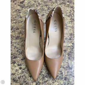 Party Shoes with Heels Zipper Closure Shoes Heels Stiletto By Guess In Beige, Size: 8