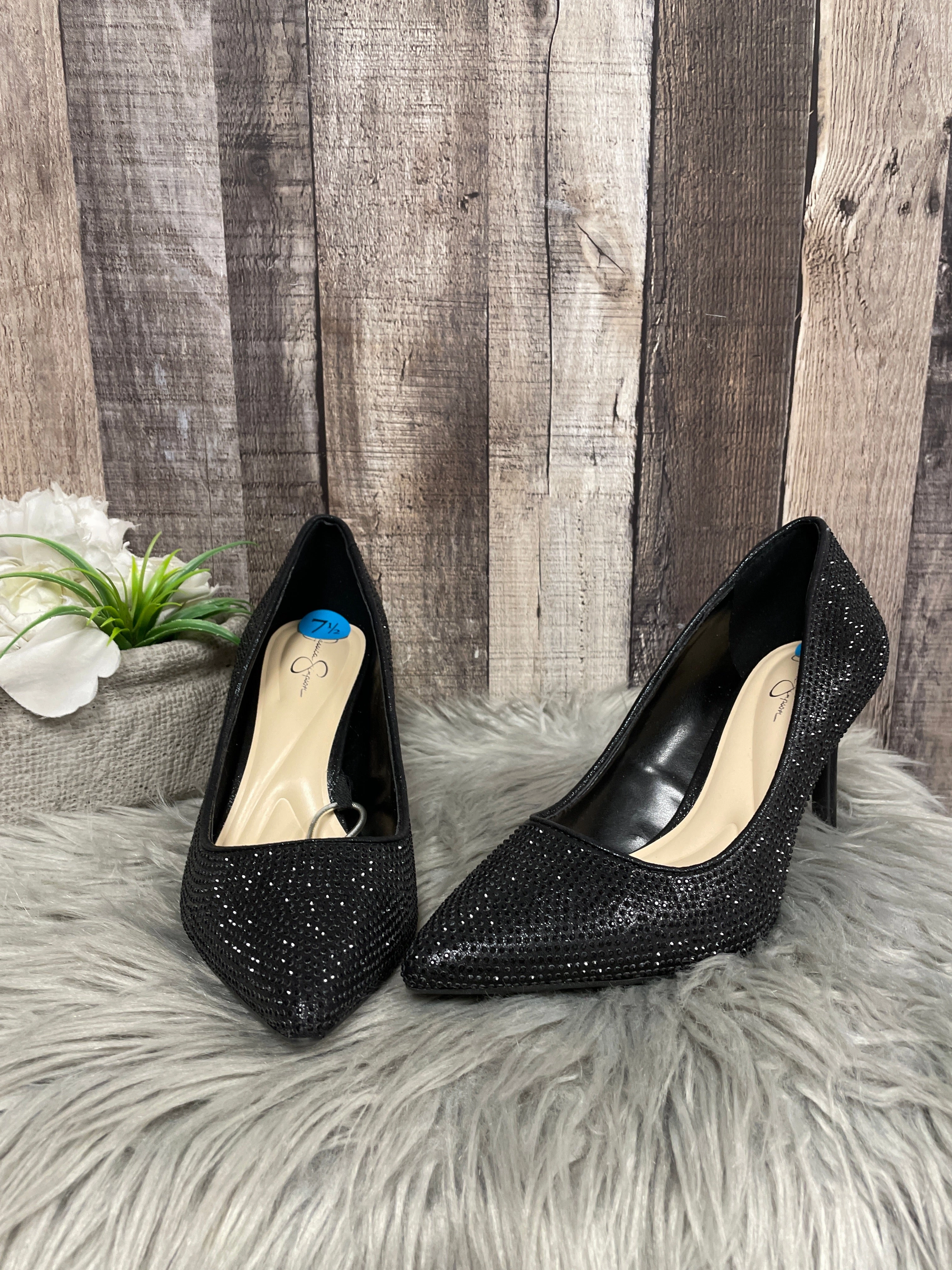 Elastic Band Shoes Heels Stiletto By Jessica Simpson In Black, Size: 7.5