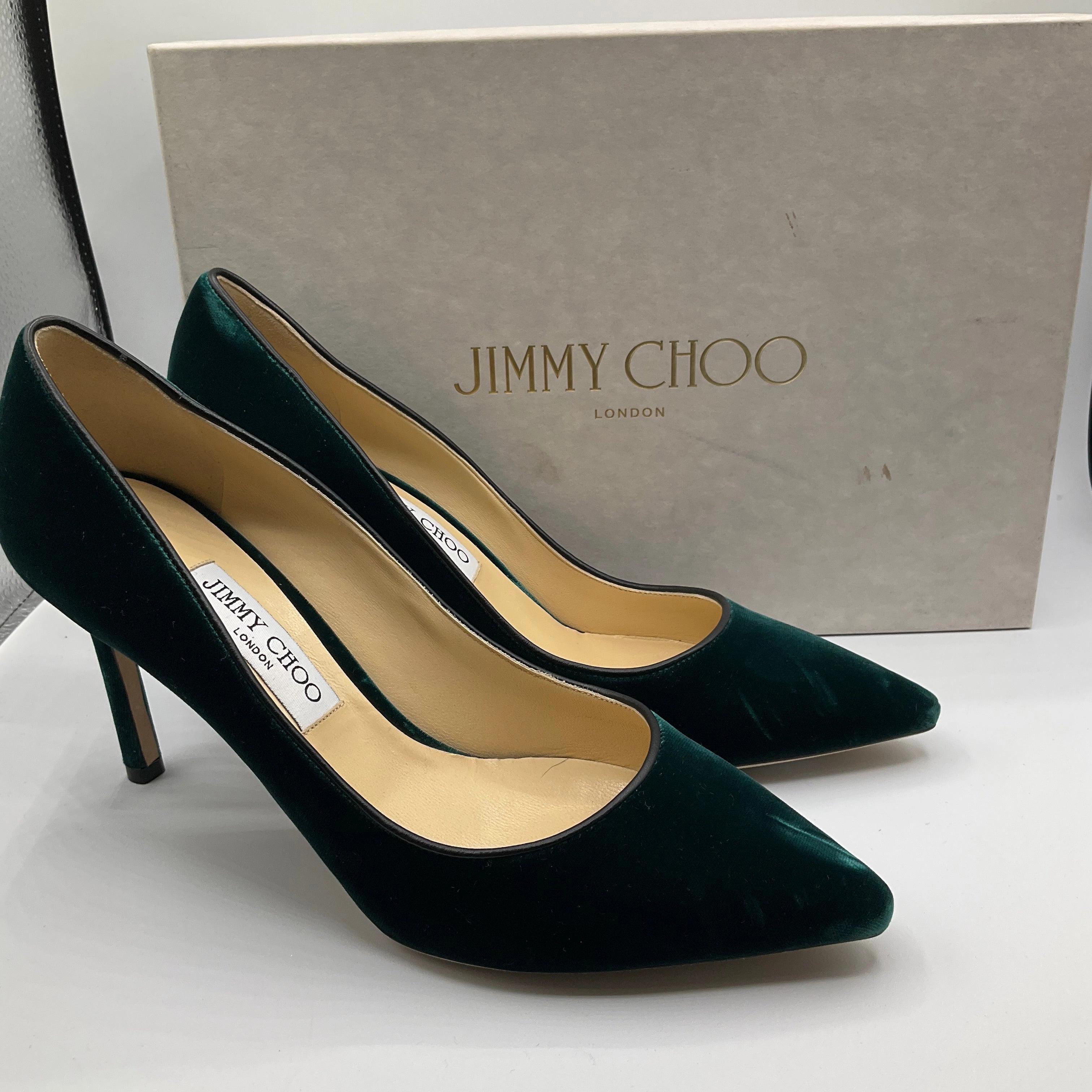 Shoes Heels Stiletto By Jimmy Choo In Green, Size: 9.5 Open Toe Sandals