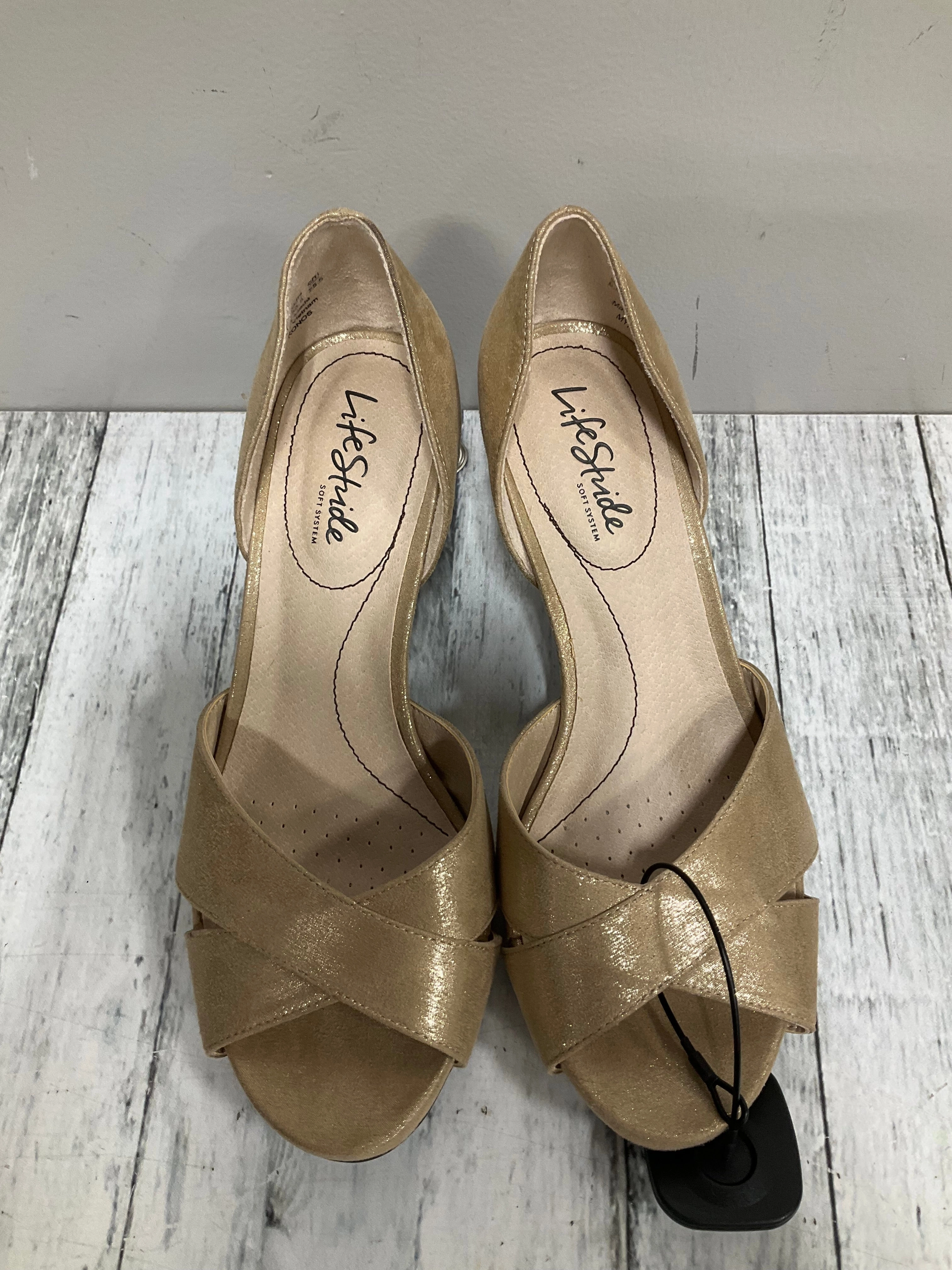 Shoes Heels Stiletto By Life Stride In Gold, Size: 8.5 Holiday Party Footwear