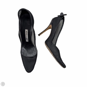 Shoes Heels Stiletto By Manolo Blahnik In Black, Size: 11 high heel sandals Suede Heels