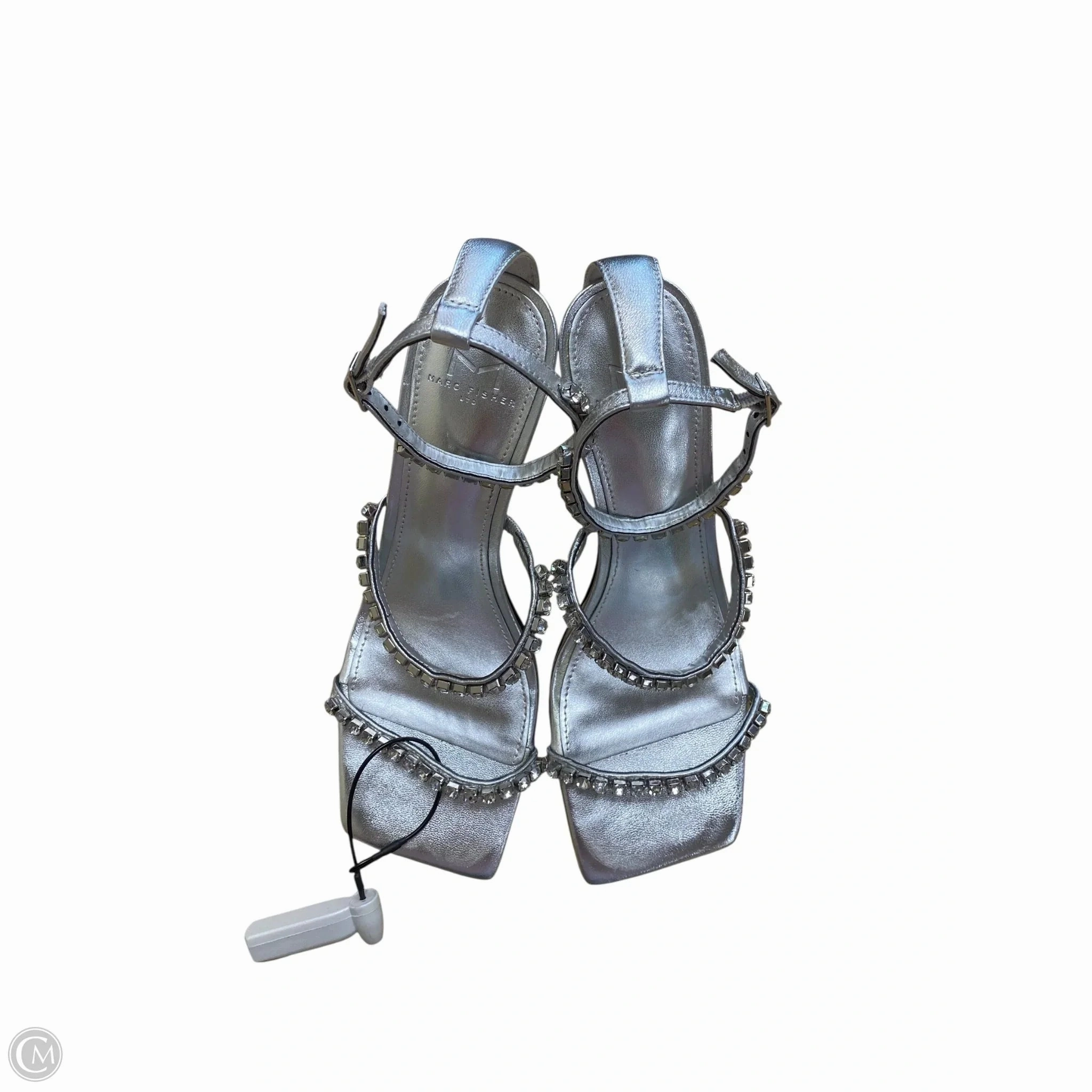 Suede Shoes Heels Stiletto By Marc Fisher In Silver, Size: 7