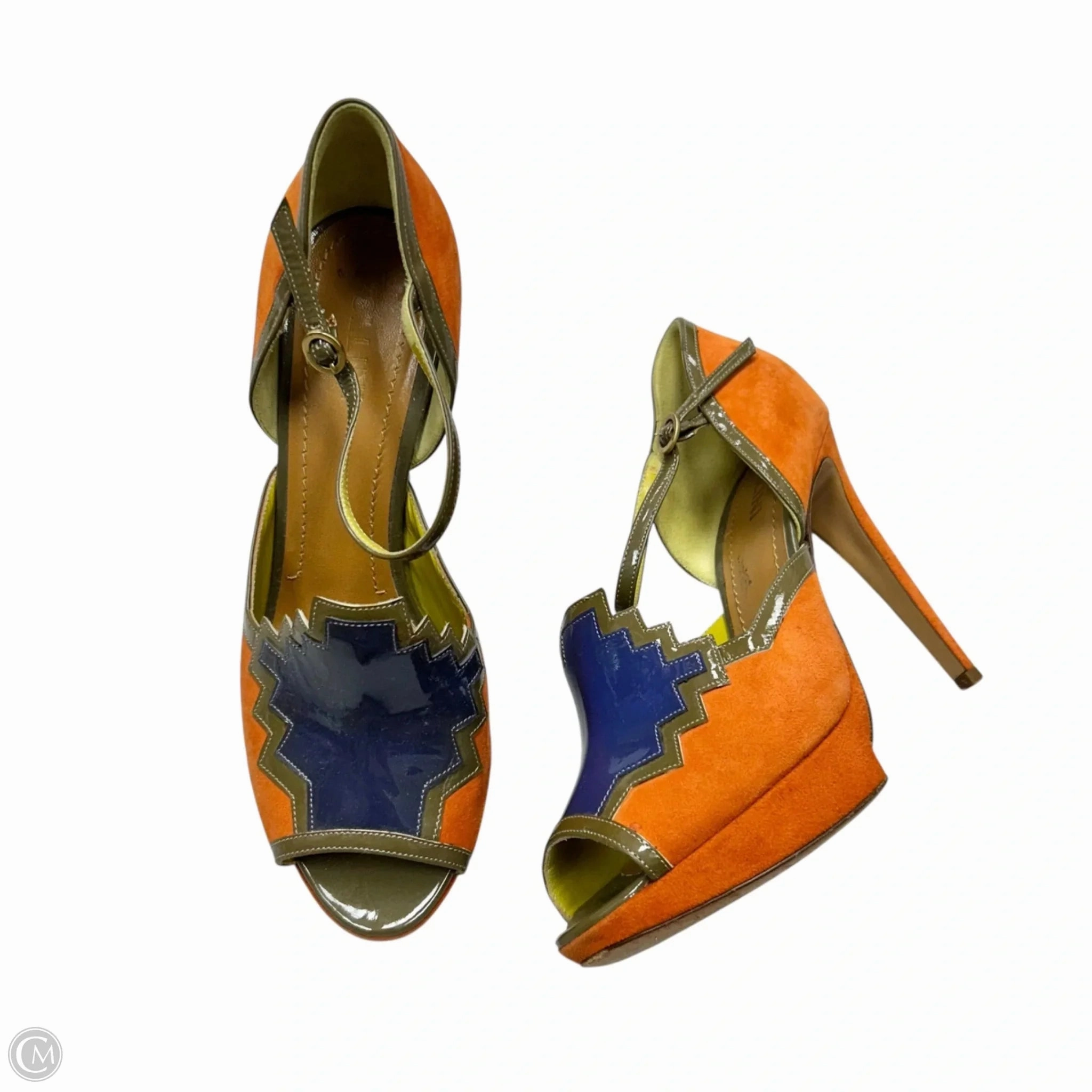 Shoes Heels Stiletto By Pollini In Blue & Orange, Size: 8.5 Sleek Heeled Sandals Party Shoes with Heels