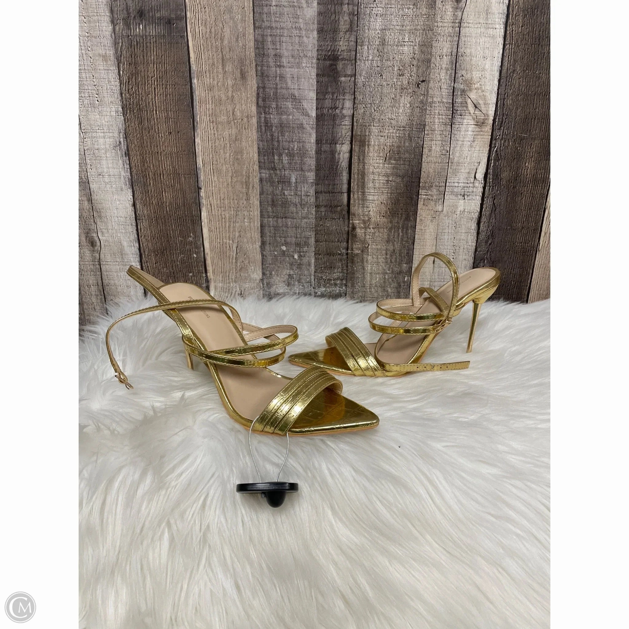 Soft Sandals Shoes Heels Stiletto By Pretty Little Thing In Gold, Size: 5