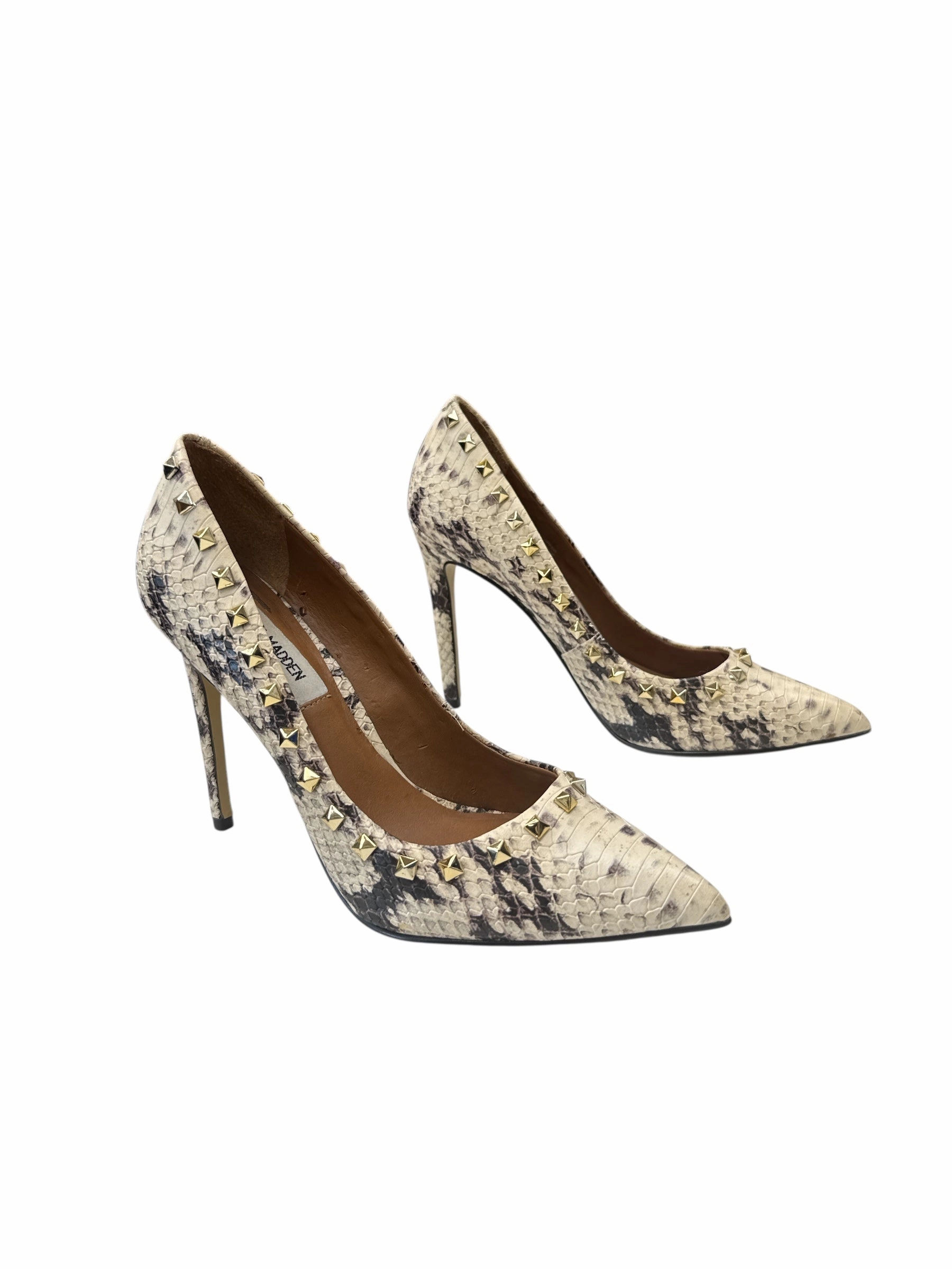 Glamorous Heels Elastic Band SHOES HEELS STILETTO by STEVE MADDEN In SNAKESKIN PRINT, Size: 8