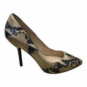Leather Closed Toe Shoes Heels Stiletto By Via Spiga In Snakeskin Print, Size: 9