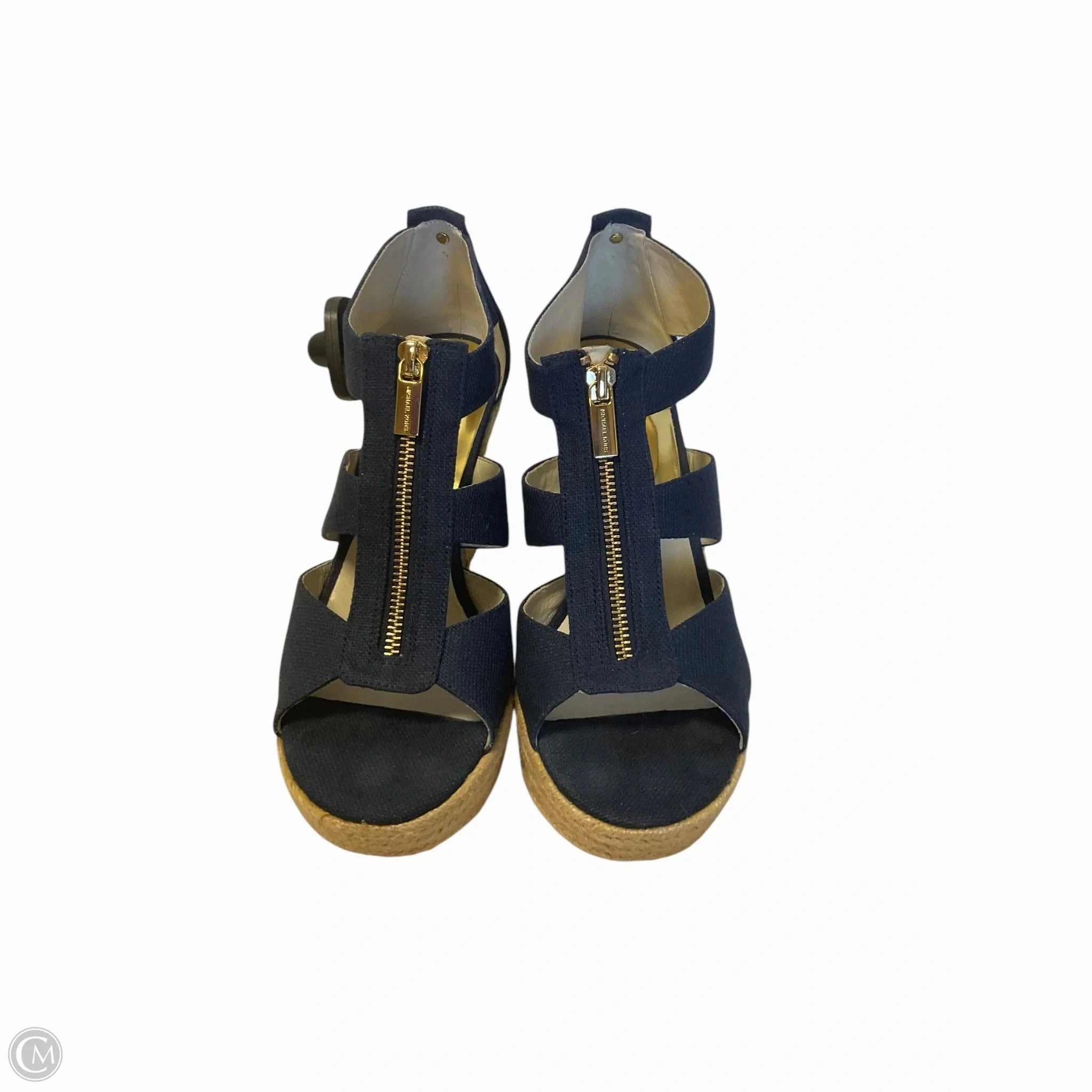 Adjustable Heel Sandals Anti Slip Feature Shoes Heels Wedge By Michael By Michael Kors In Navy, Size: 8.5