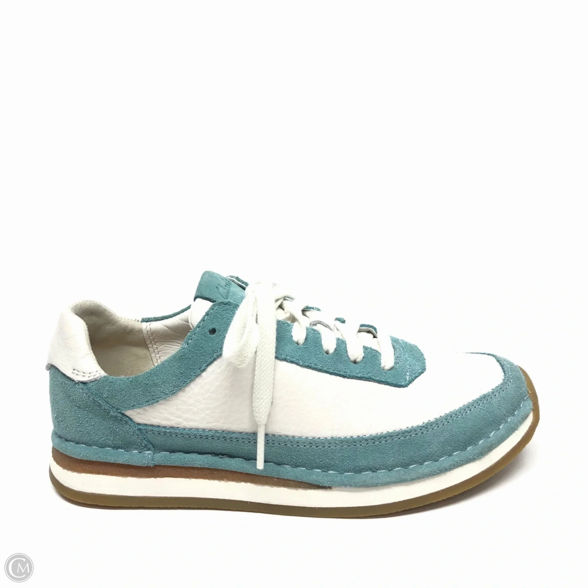 Recycled Rubber Base Everyday Appeal Shoes Sneakers By Clarks In Green & White, Size: 8