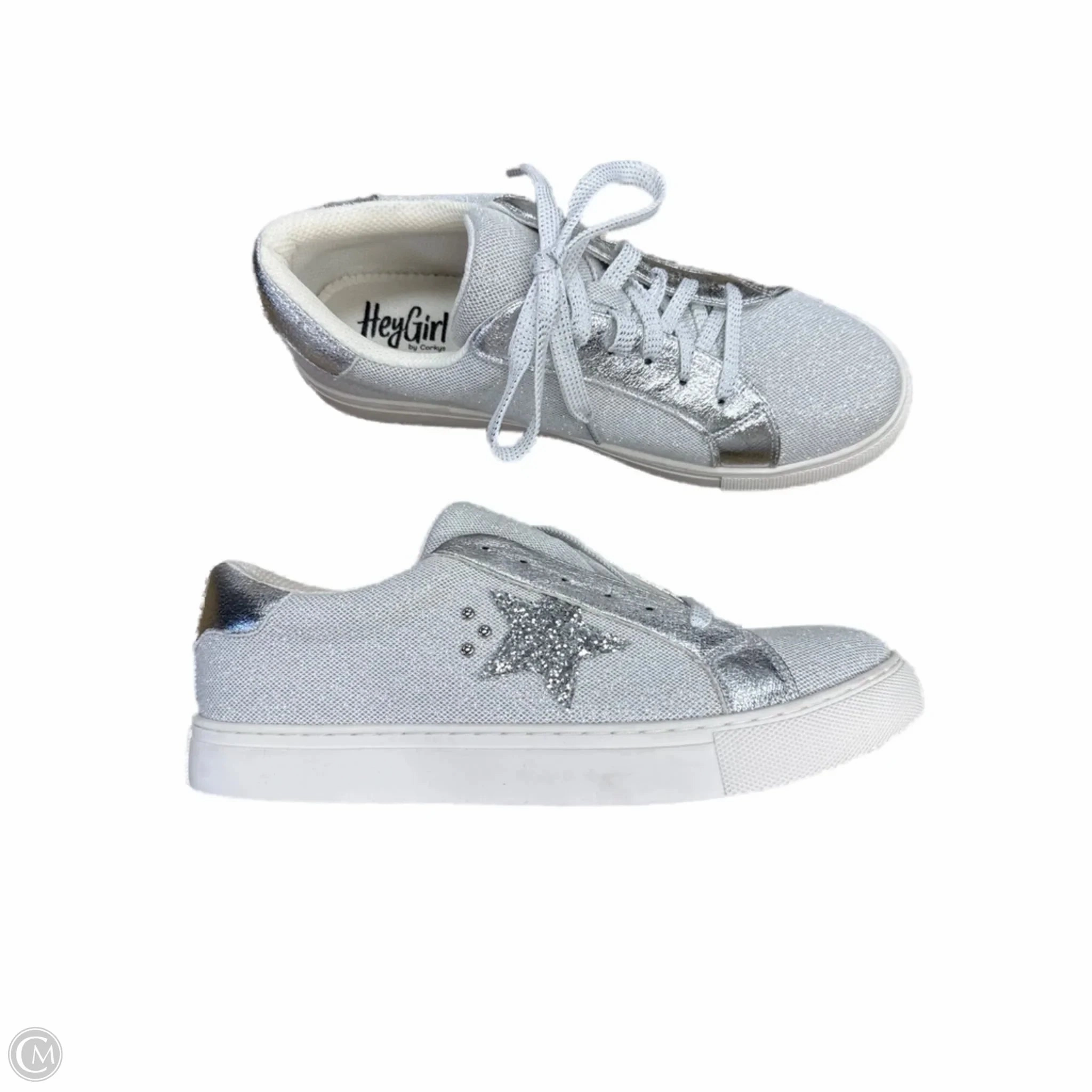 Shoes Sneakers By Corkys In Silver, Size: 10 Flexible Rubber Outsole Support Base