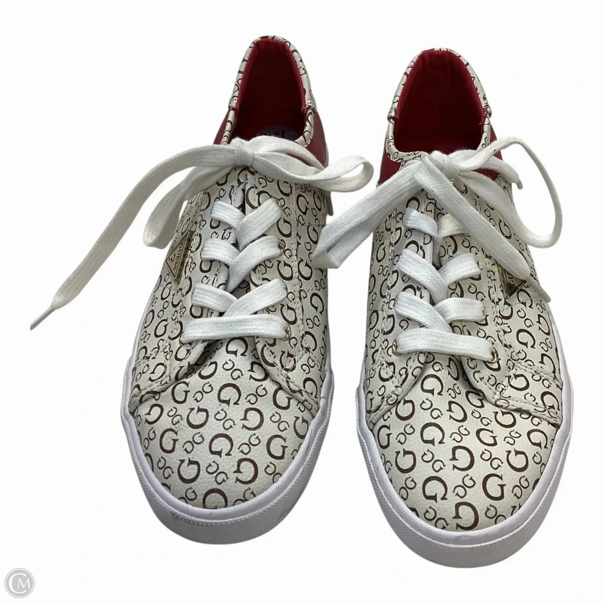 Shoes Sneakers By Guess In Gold & White, Size: 8.5 Anatomical Toe Box