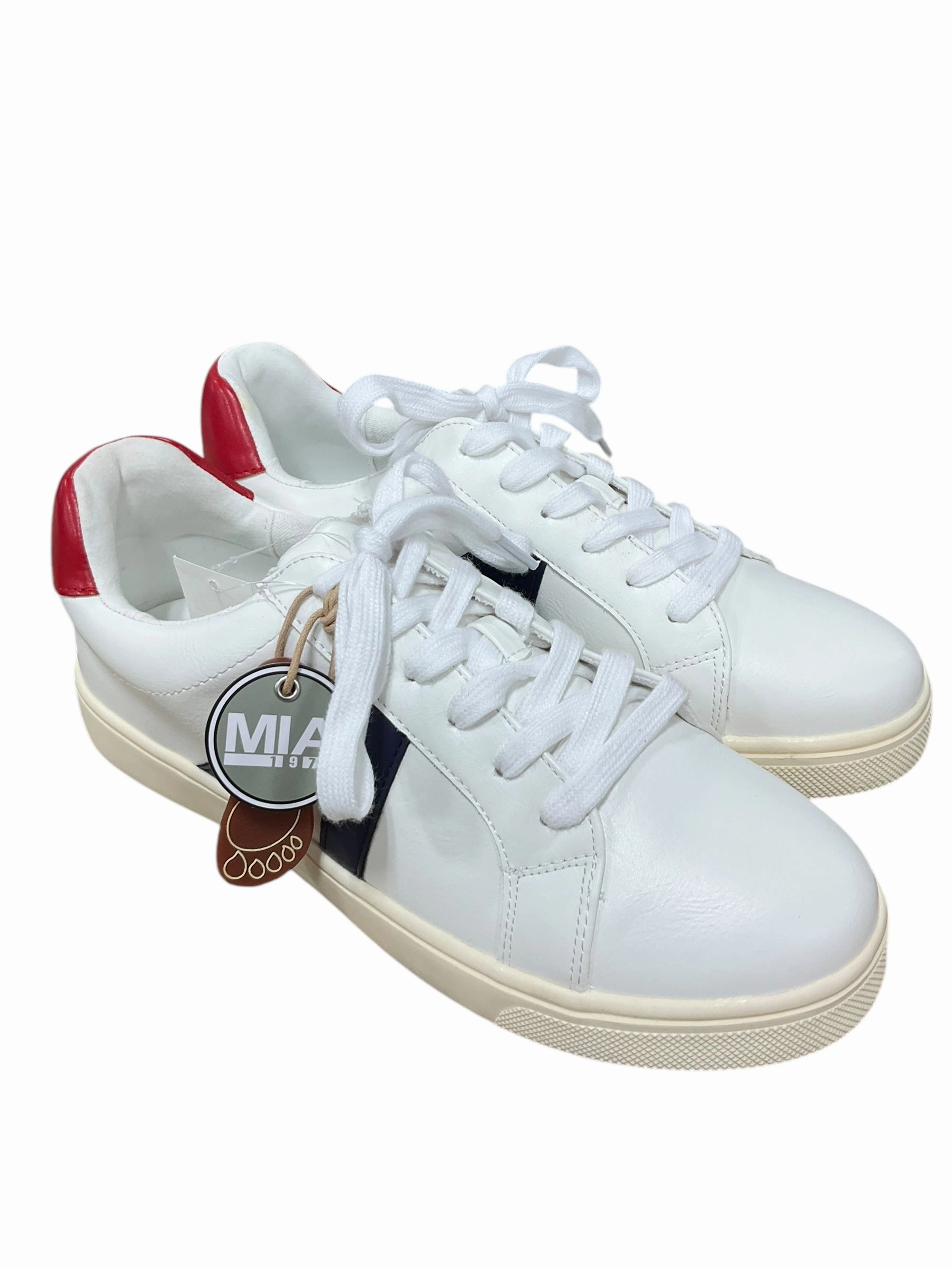 Shoes Sneakers By Mia In White, Size: 8.5 Woven Texture