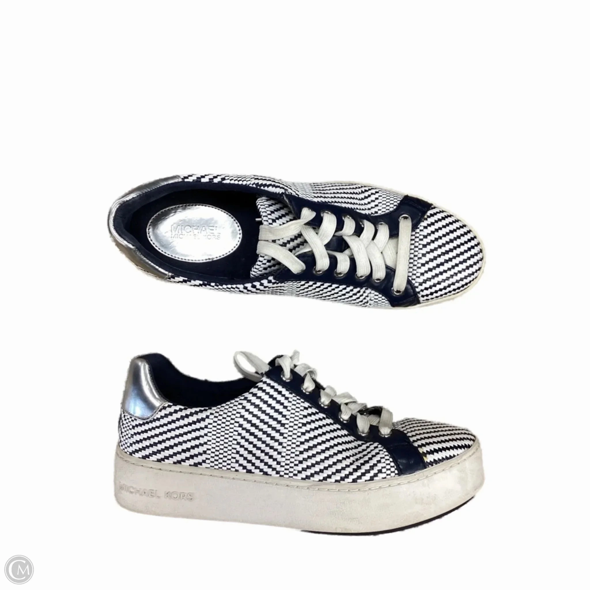 Shoes Sneakers By Michael By Michael Kors In Blue & White, Size: 6.5 Lightweight Frame Lace Comfort