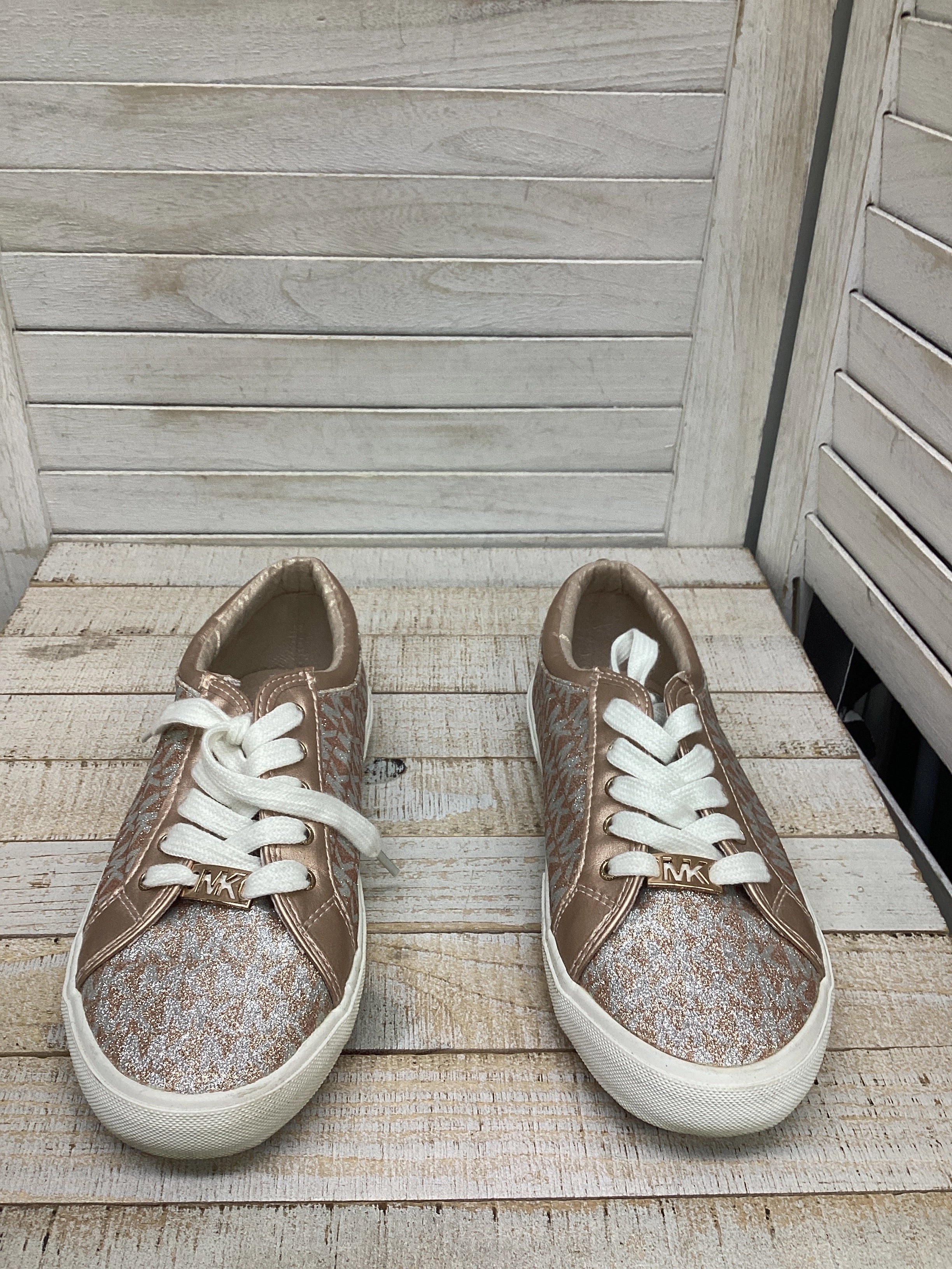 Shoes Sneakers By Michael Kors In Rose Gold, Size: 5 High Traction Tread Abrasion Proof Toe Guard