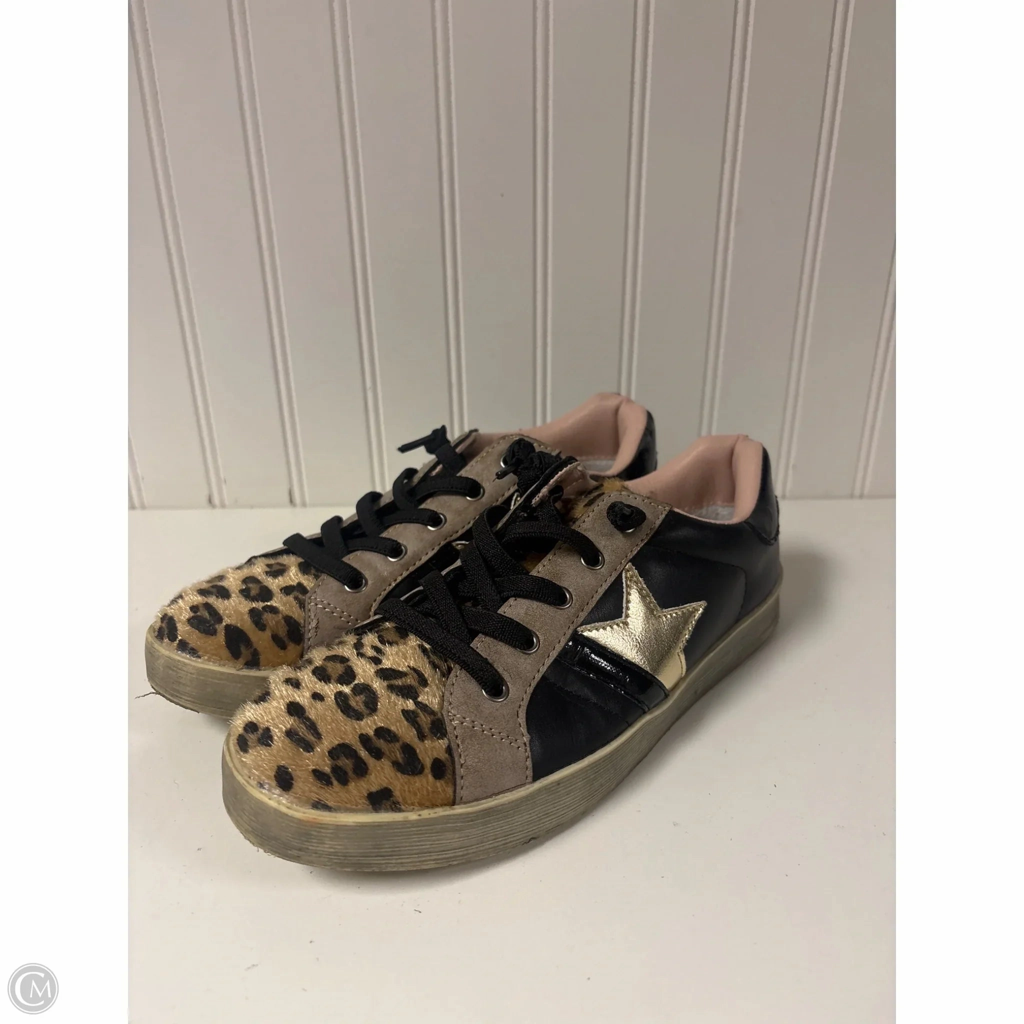 Shoes Sneakers By Miss Sixty In Black & Gold, Size: 6.5 Ankle padding