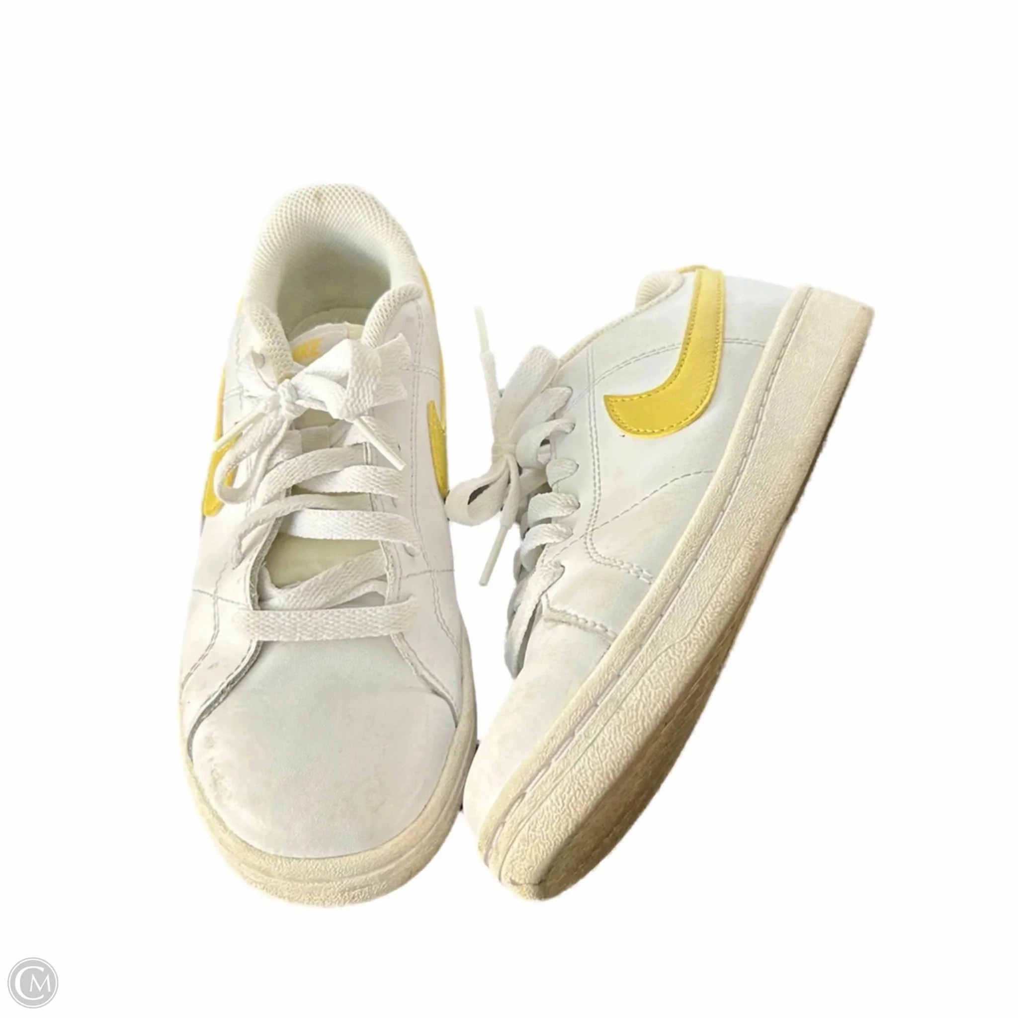 Cushioned Midsole Technology Shoes Sneakers By Nike In White & Yellow, Size: 6.5