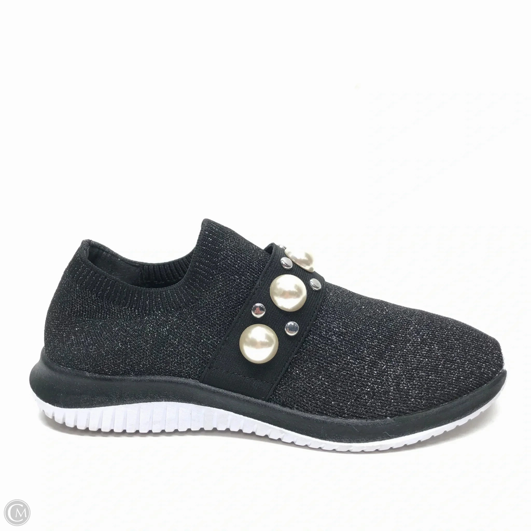 Supportive arch Fashion Base Shoes Sneakers By Nine West In Black & Silver, Size: 7