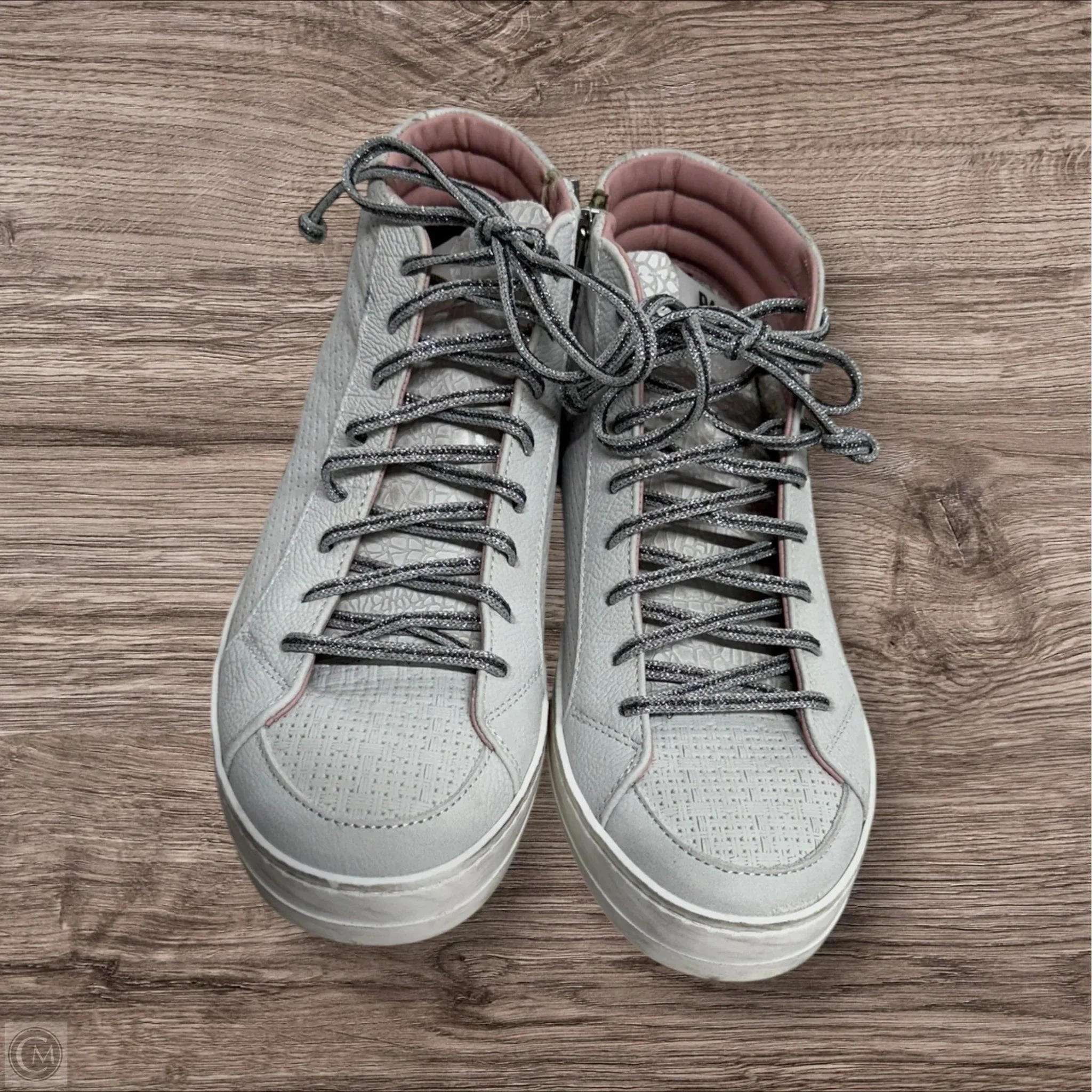 High Cushion Lace Up Design Shoes Sneakers By P448 In Grey, Size: 6.5