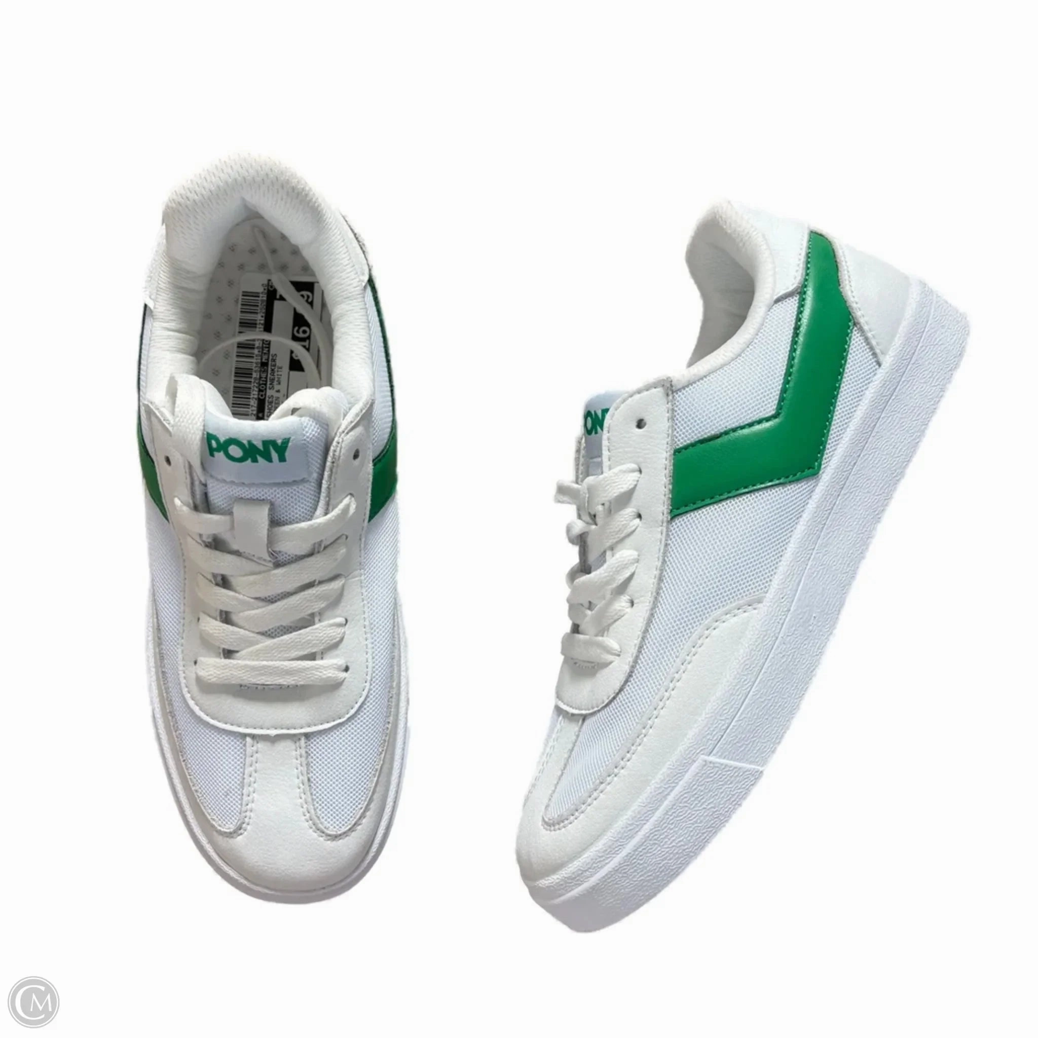 HighTop Mesh Lining Shoes Sneakers By Pony In Green & White, Size: 7