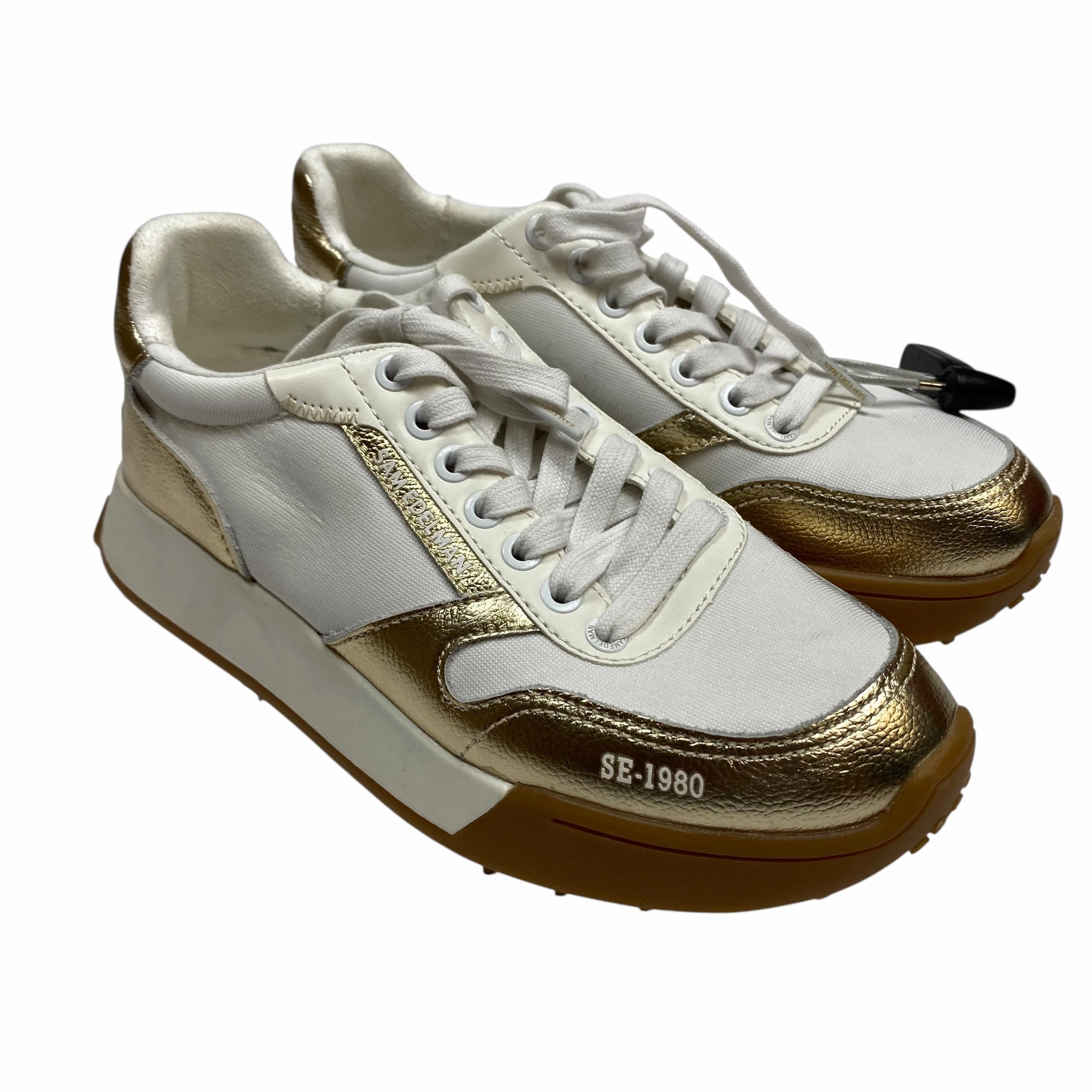 Shoes Sneakers By Sam Edelman In Gold & White, Size:8 Anti Odor Tech Lightweight Canvas