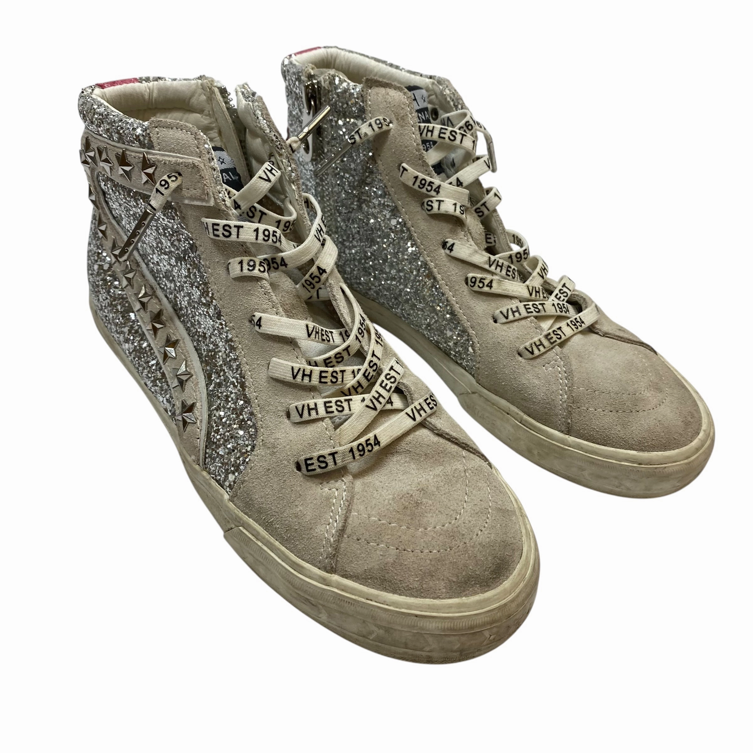 Shoes Sneakers By Vintage Havana In Cream & Silver, Size:8 Collar Padding Breathable Quarter Panels