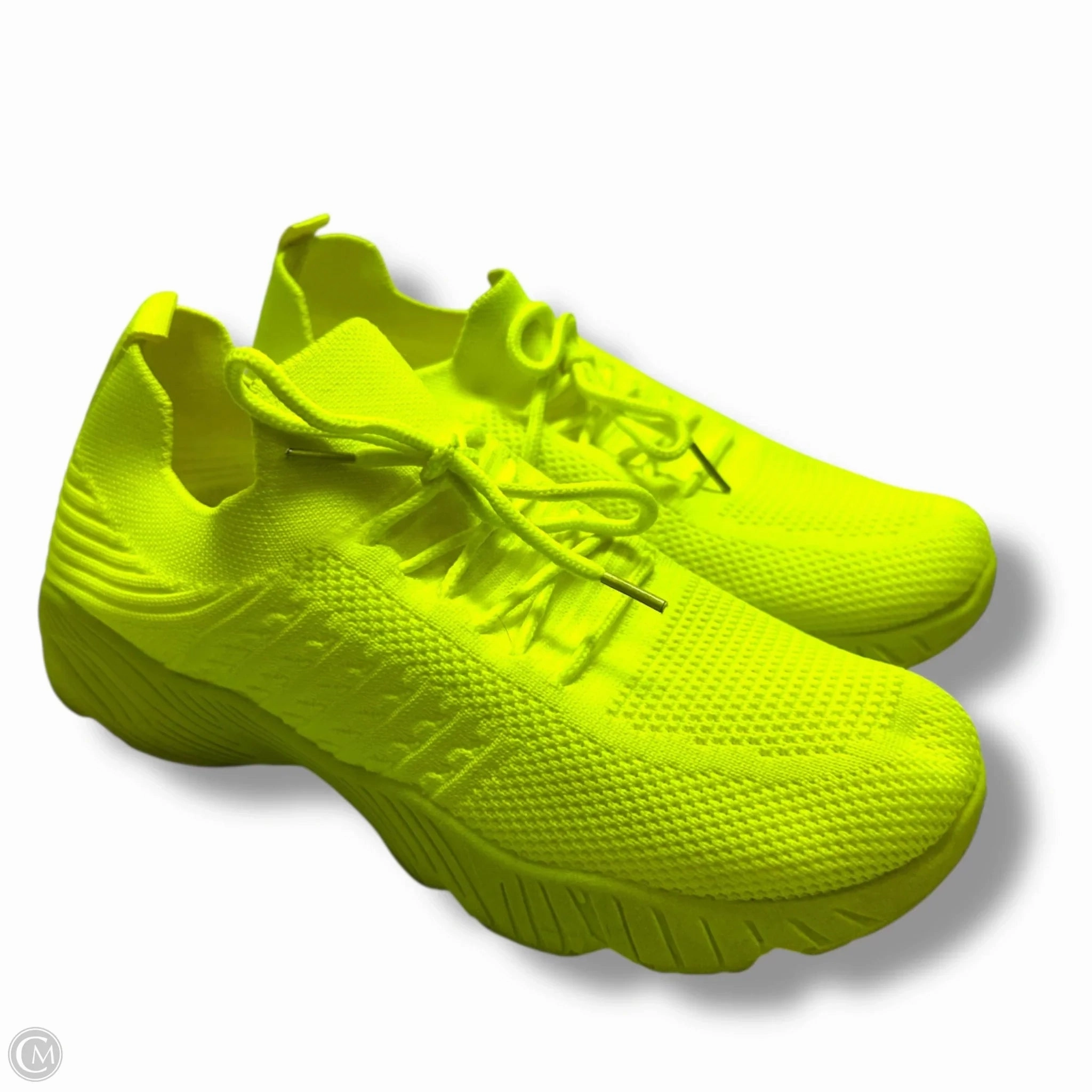 Comfort Fit Technology Anti Microbial Lining Shoes Sneakers By Wild Diva In Neon Yellow, Size: 9