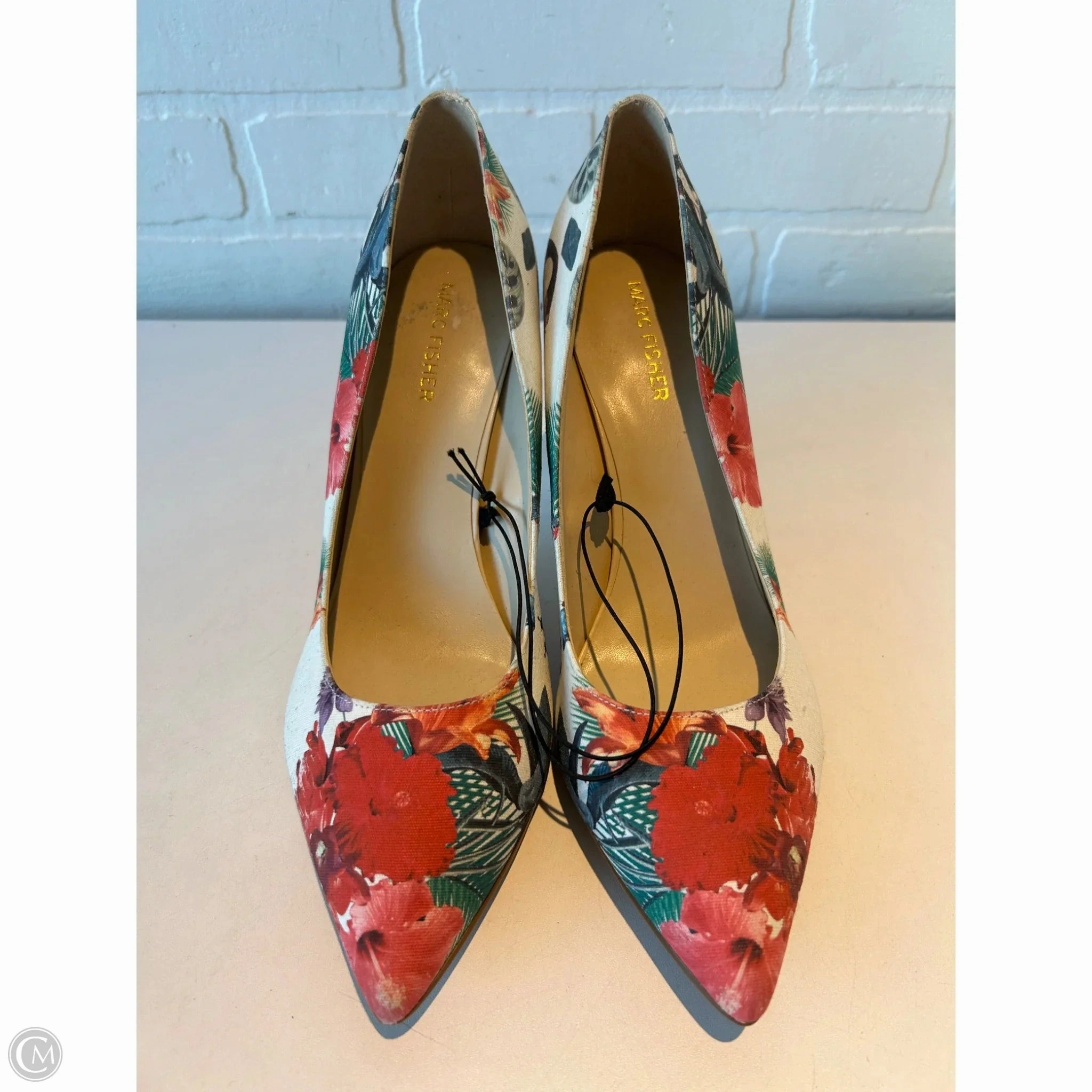 Wedding Sandals Shoes Heels Stiletto By Marc Fisher In Cream & Red, Size: 10