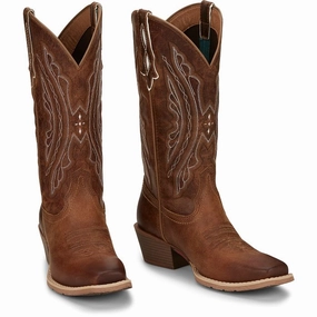 JUSTIN WOMENS REIN WAXY TAN BOOT STYLE L2962 Pull Tab Supportive sole