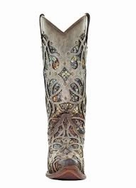 Durable Fit Slip-Resistant Sole Corral Taupe Inlay and Studs Snip Toe Style C3409