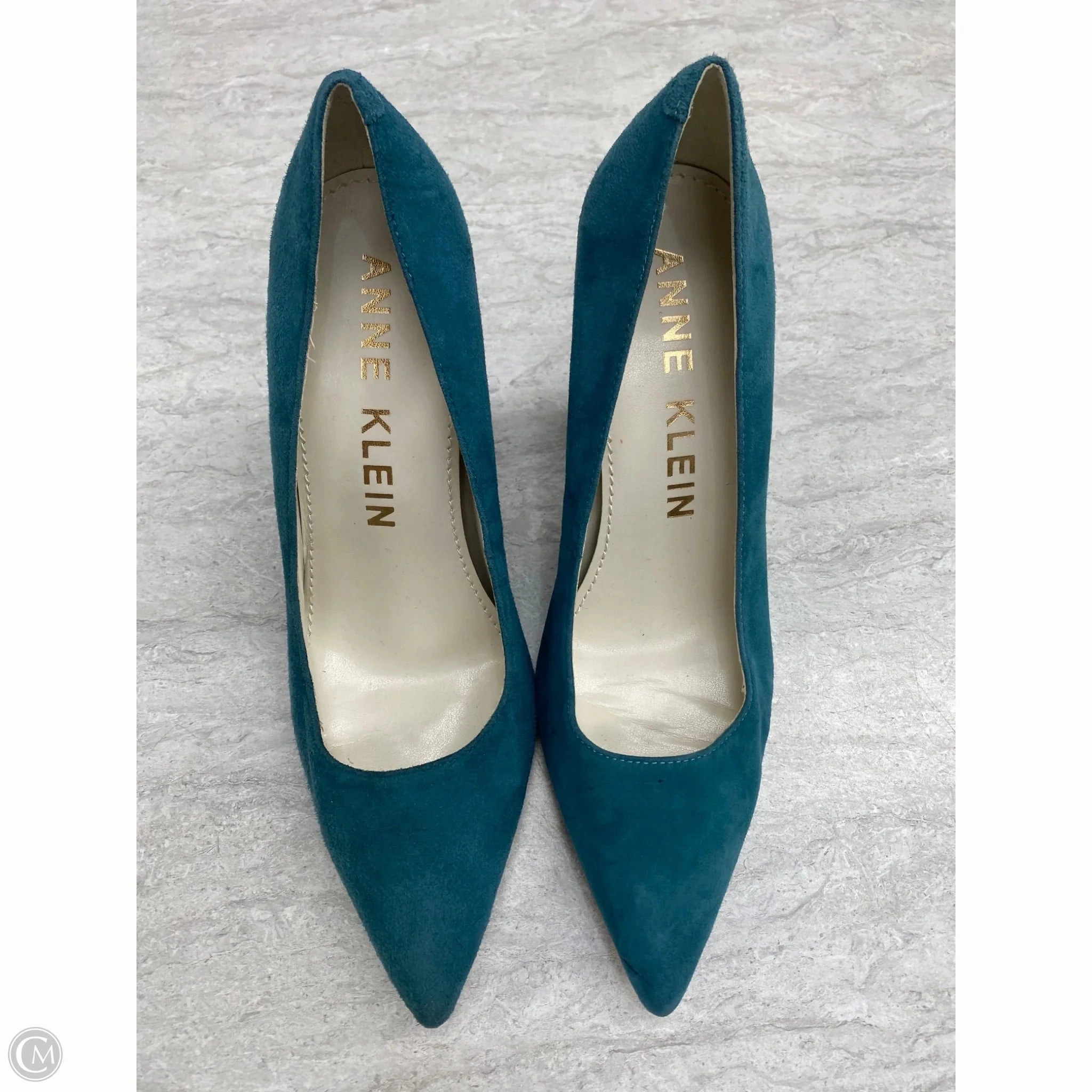 Plush Heels Embellished Shoes Heels Block By Anne Klein In Green, Size: 7.5