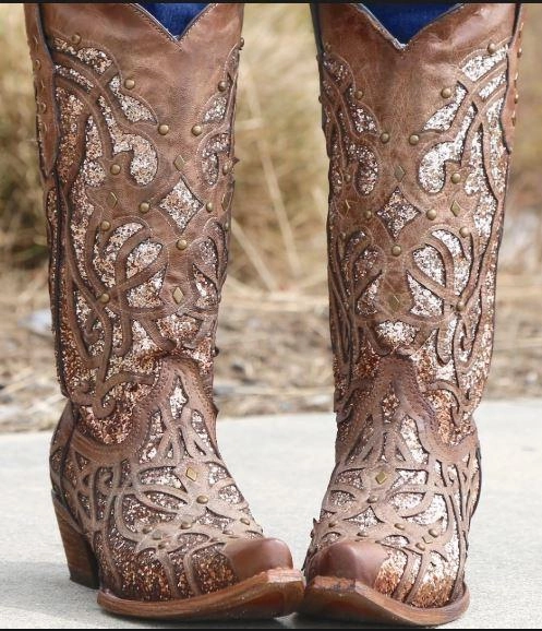 Western Ride Corral Orix Glittered Inlay and Studs Snip Toe Style C3331