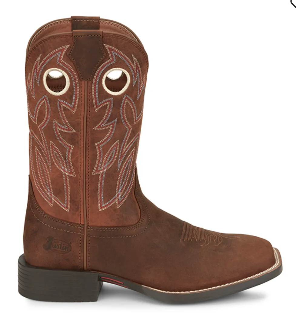 Shock Absorbing Shoes Slip Safe JUSTIN MENS BOWLINE BROAD SQUARE TOE WESTERN BOOTS STYLE SE7523