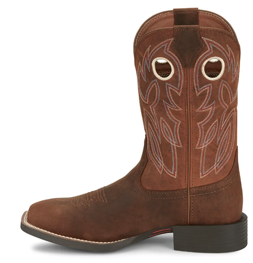 Snow Storm JUSTIN MENS BOWLINE BROAD SQUARE TOE WESTERN BOOTS STYLE SE7523