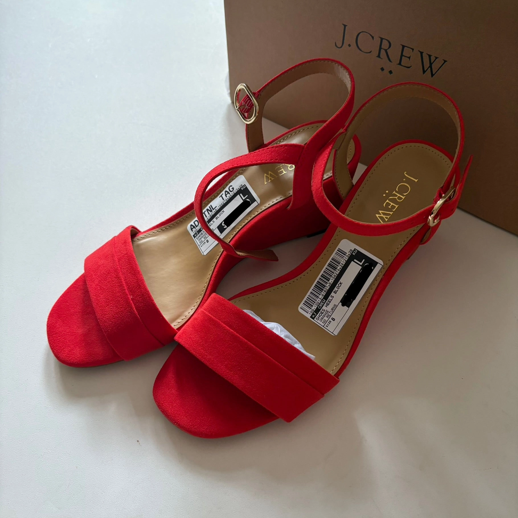Comfortable to wear High Heel Sandals for Weddings Shoes Heels Block By J. Crew In Orange, Size: 8