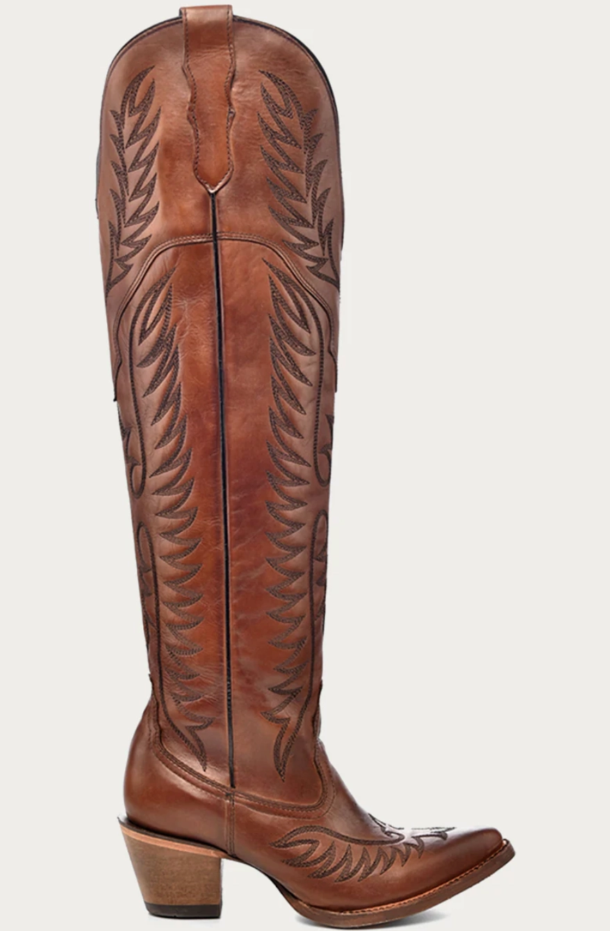 Zip Edge CORRAL LADIES COGNAC TALL SNIP TOE BOOTS STYLE E1507