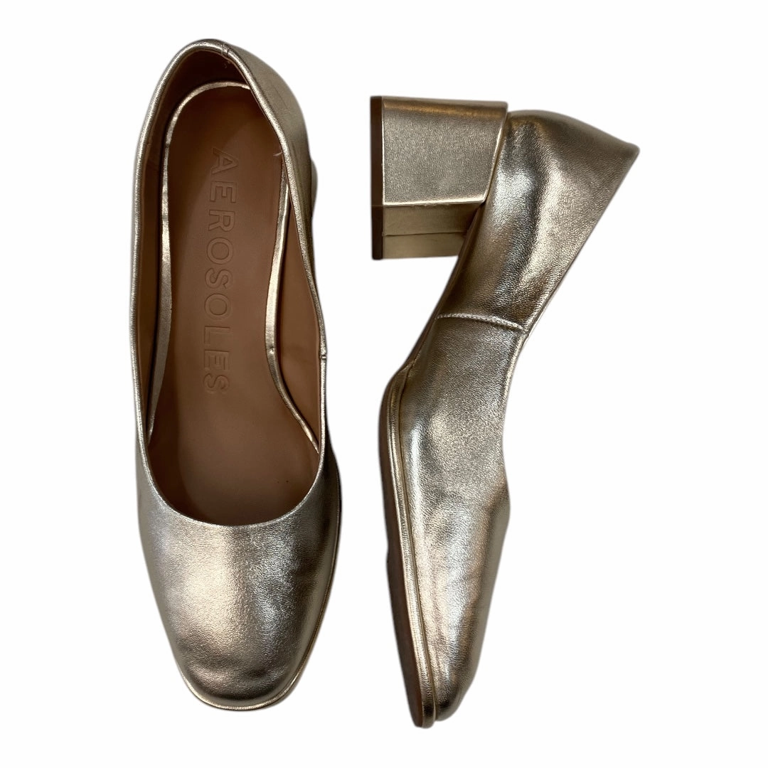 Shoes Heels Block By Aerosoles In Gold, Size:8 Responsive Smooth Soles