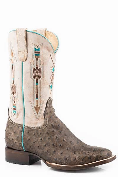 Roper White Ladies Square Toe Arrow Feather Boot Style 09-021-7017-8376 Matte Tone