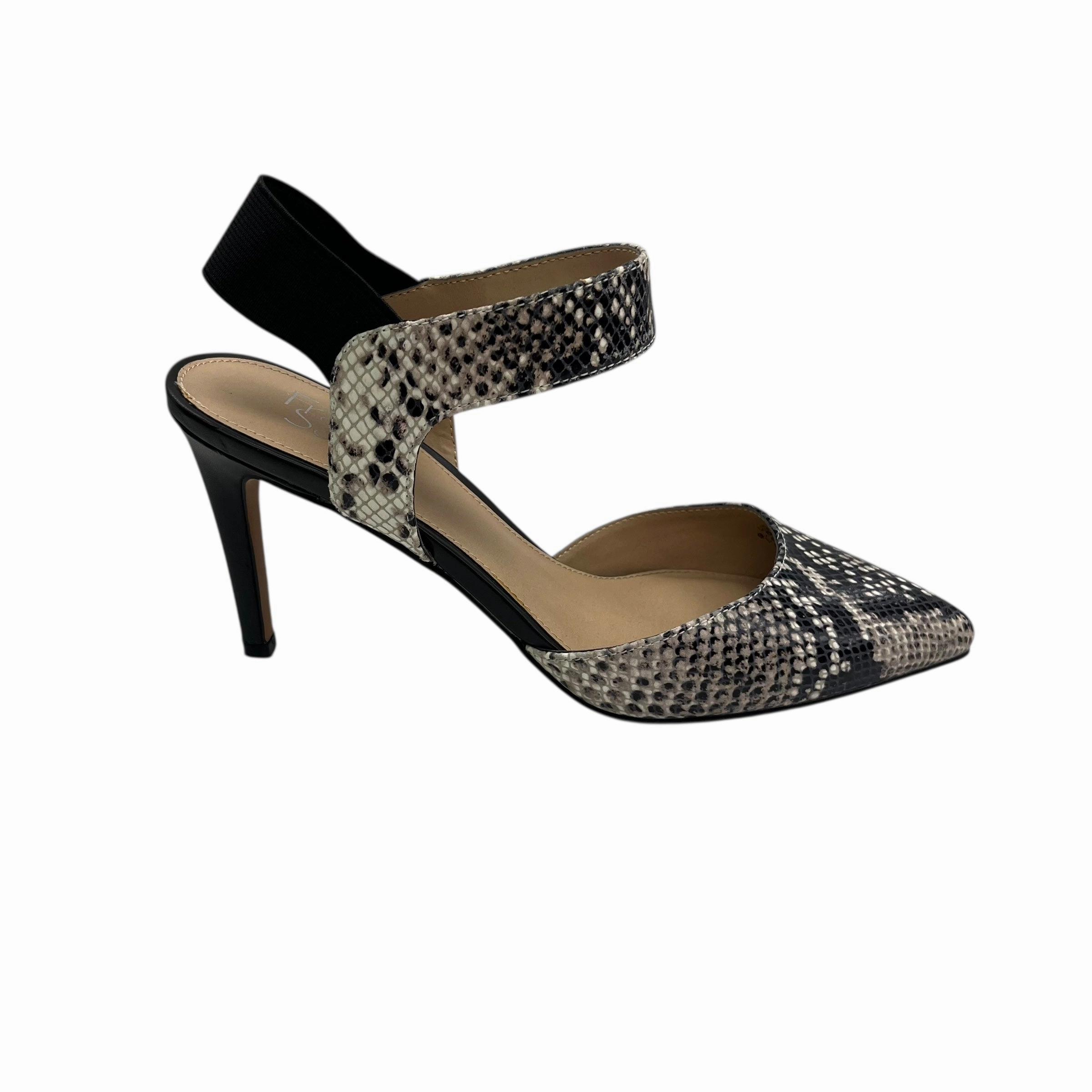 Shoes Heels Stiletto By Franco Sarto In Black & Cream, Size:9.5 Patent Look Breathable