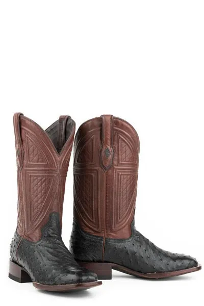 Stetson Mens Dillon Ostrich Square Toe Boots Style 12-020-1852-0210 Steel Toe