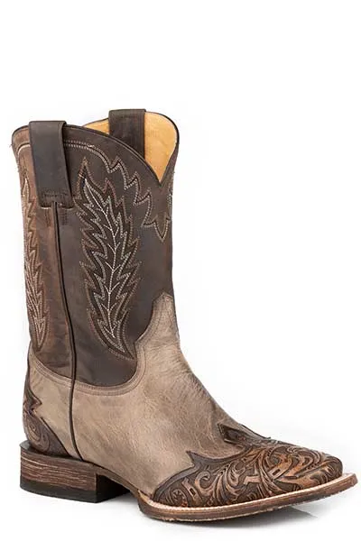 Stetson Mens Handtooled Blaze Boots Style 12-020-8861-4070 Rugged Built Rural Traveler Reinforced Form Adventure Journey