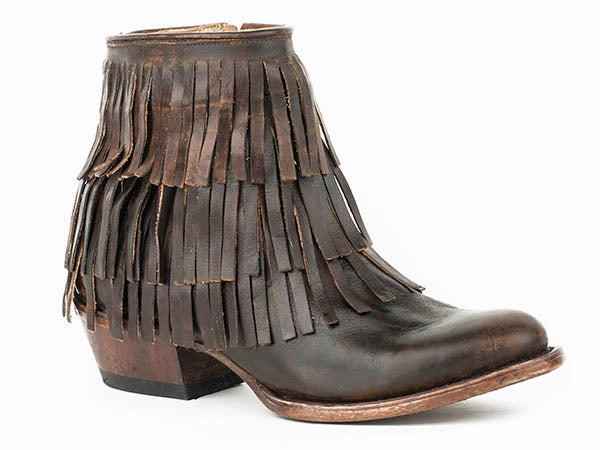 Stetson Ladies Fringe Maggie Vintage Toe Boot Style 12-021-5109-1077 Chic Vibe