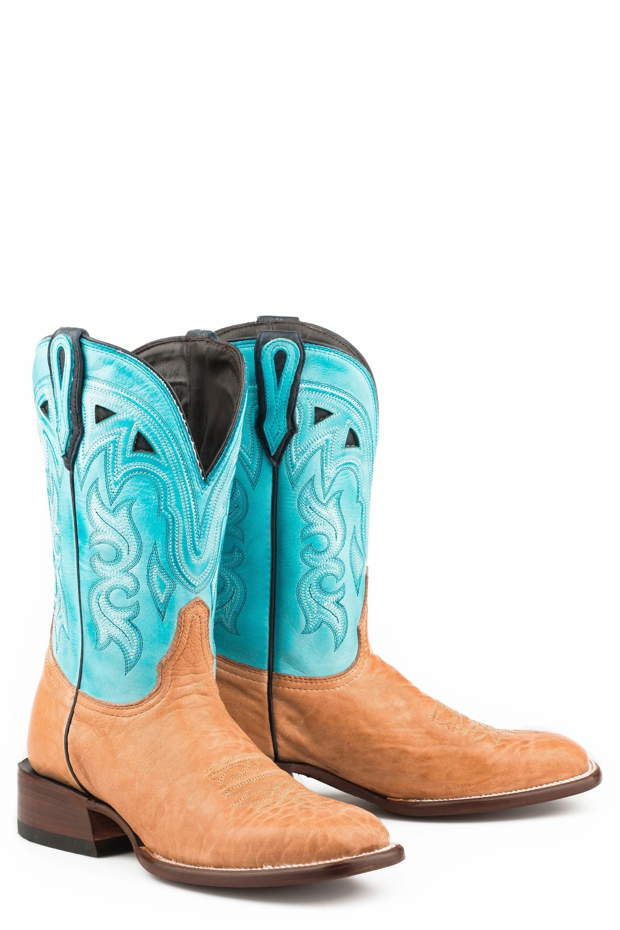Family Fit Seamless Comfort River Crossing STETSON WOMENS FLORENCE TAN CALF VAMP SKY BLUE COWBOY BOOT STYLE 12-021-1850-0151