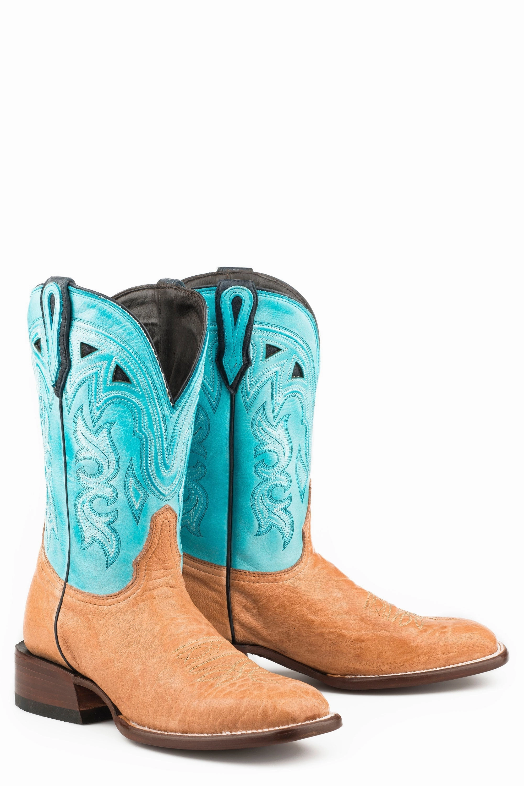 Breathable Nature Lover STETSON WOMENS FLORENCE TAN CALF VAMP SKY BLUE COWBOY BOOT STYLE 12-021-1850-0151