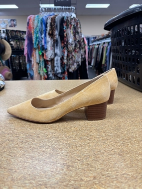 Shoes Heels Block By Crown Vintage In Yellow, Size:7.5 Elastic Goring